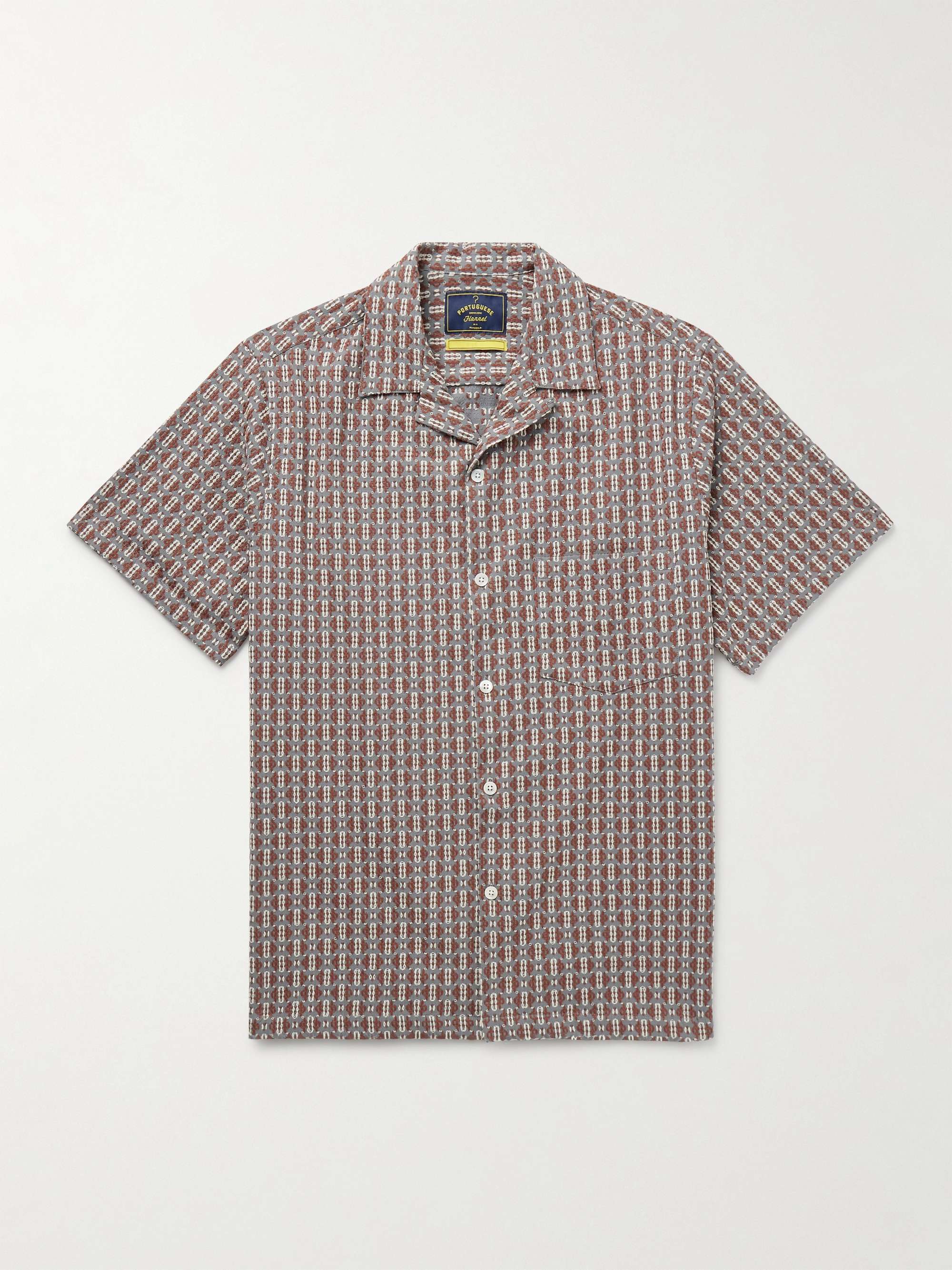 Convertible-Collar Cotton-Blend Jacquard Shirt view