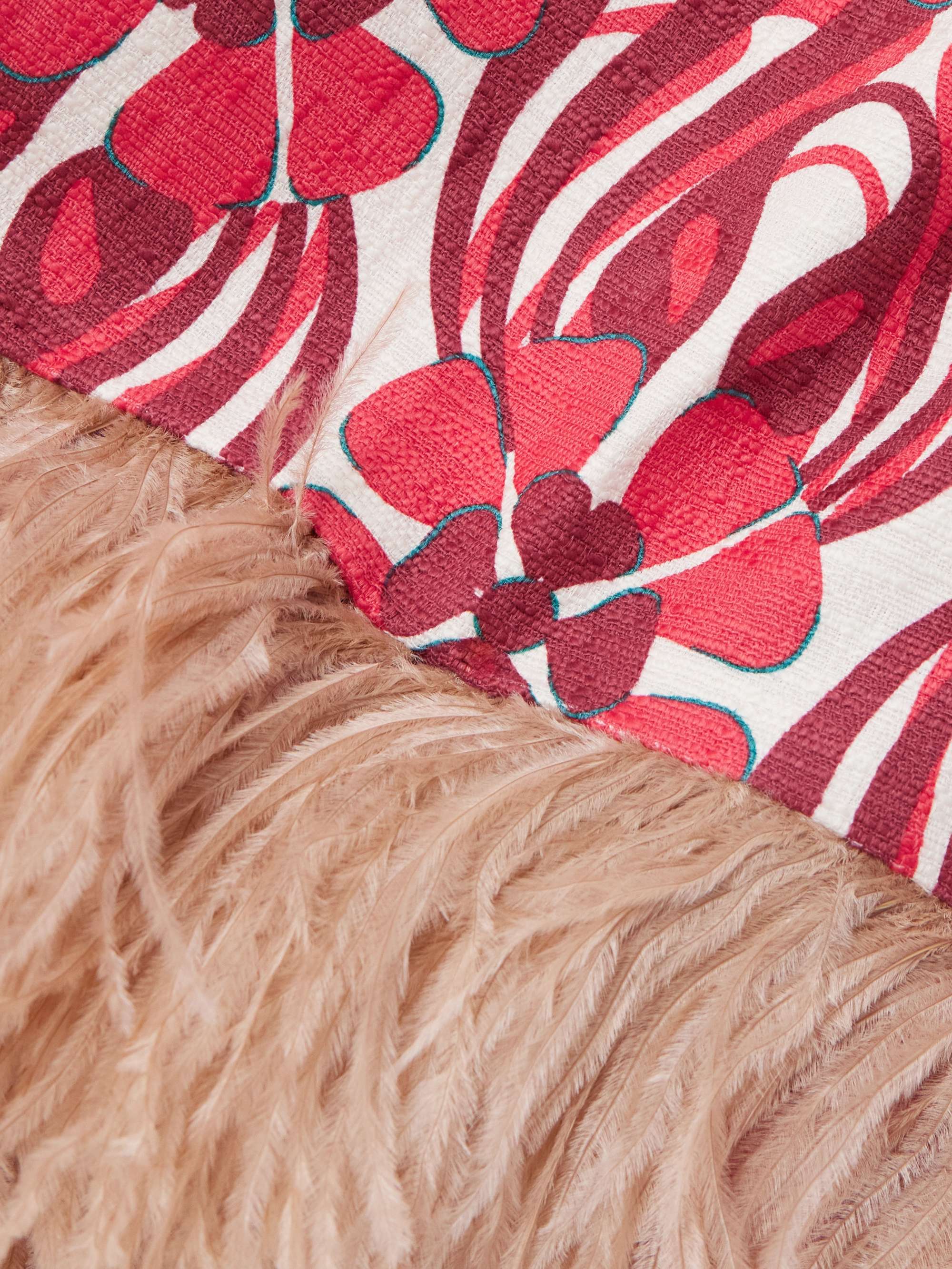 Icon La Scala feather-trimmed printed stretch-cotton tweed top view