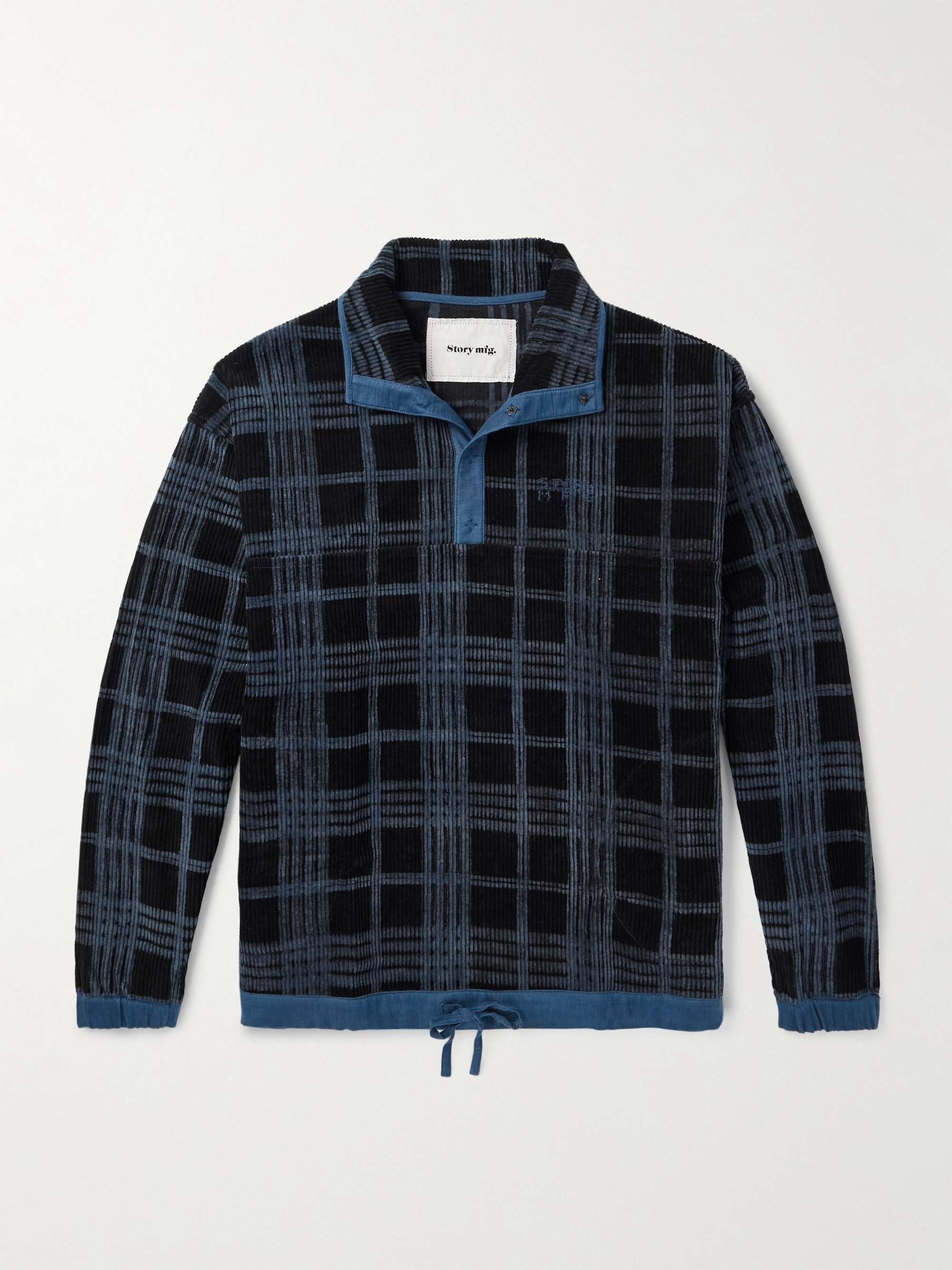Polite Logo-Embroidered Checked Organic Cotton-Corduroy Sweatshirt view
