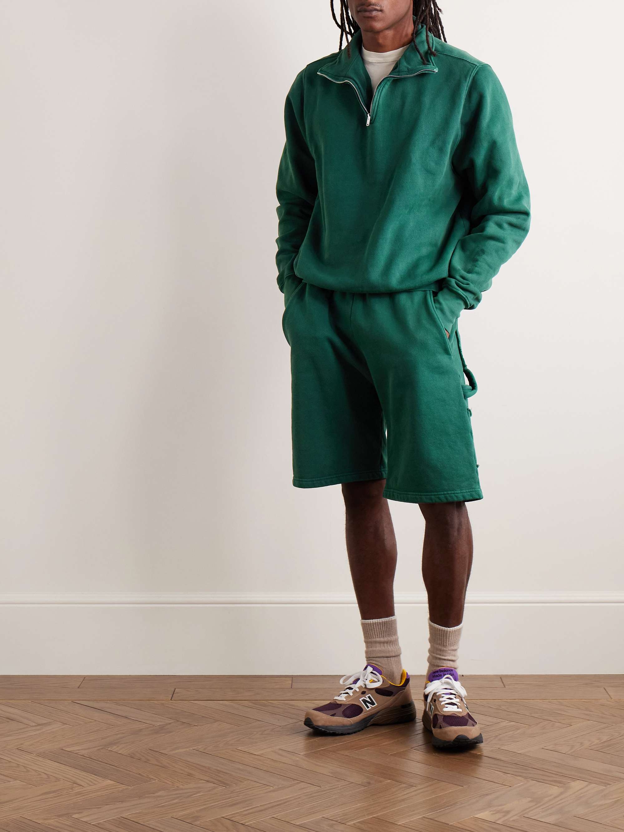 Utility Straight-Leg Garment-Dyed Cotton-Jersey Shorts view