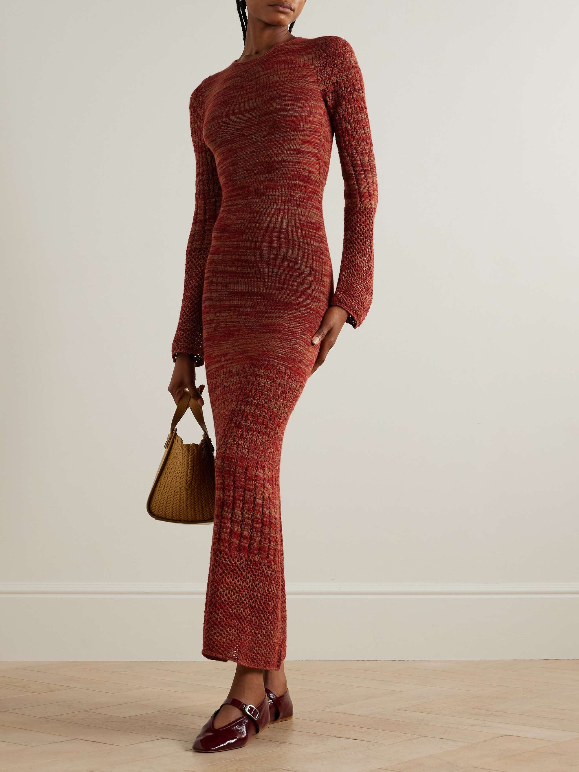 Murga open-back pointelle and ribbed-knit alpaca maxi dress view