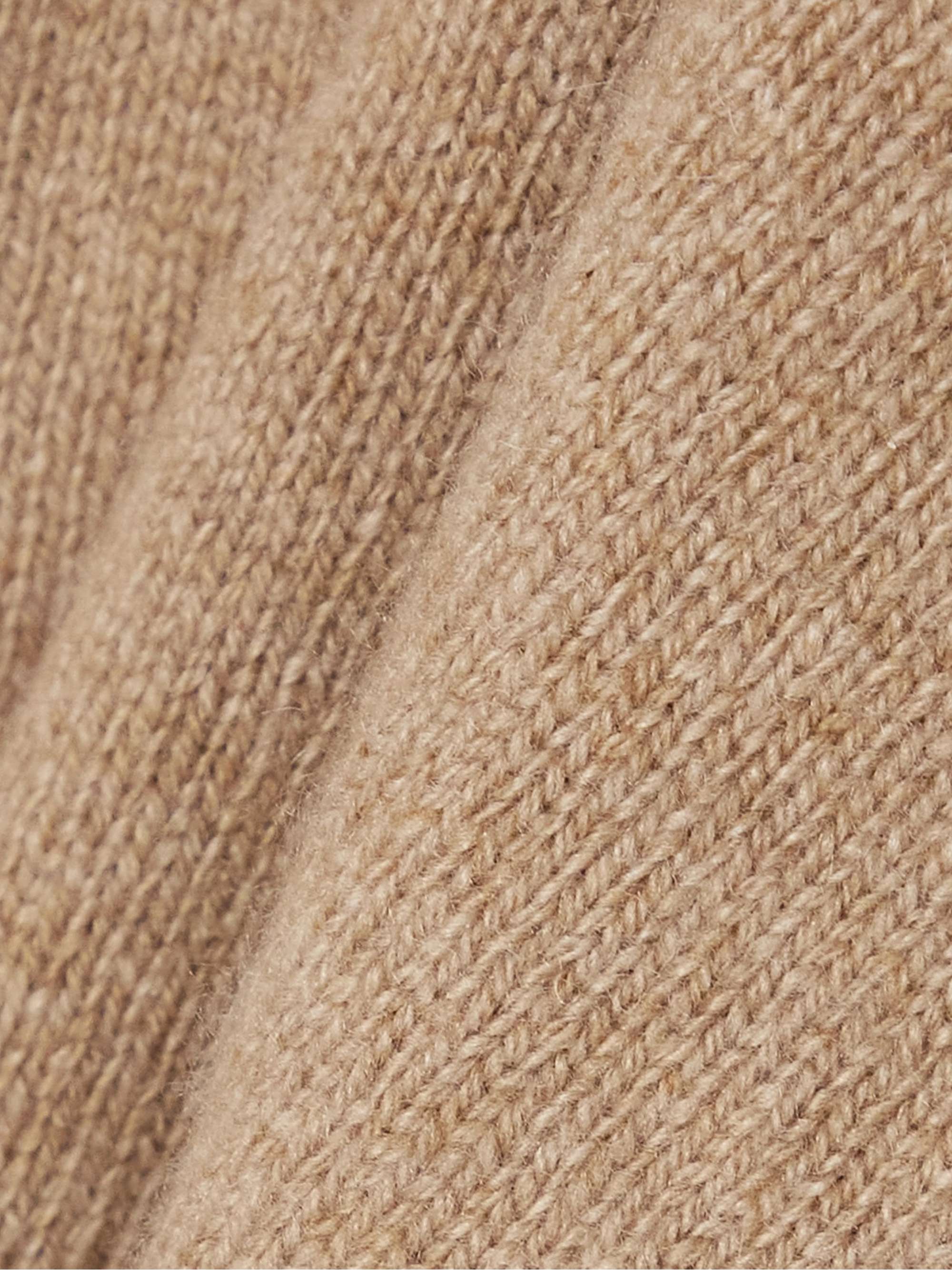 Horsebit-detailed leather-trimmed cashmere sweater view