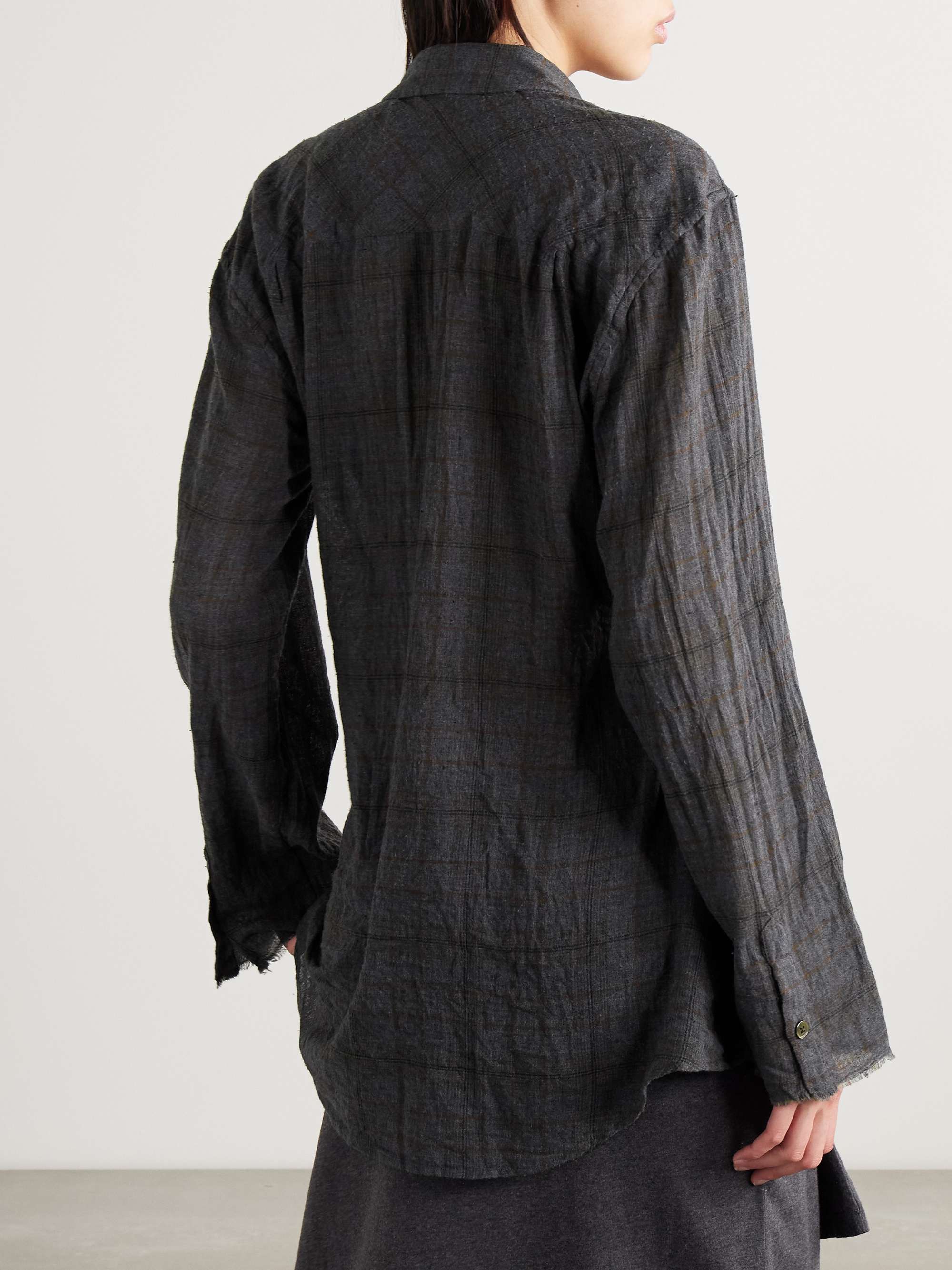 Daisy checked cotton-blend gauze shirt view