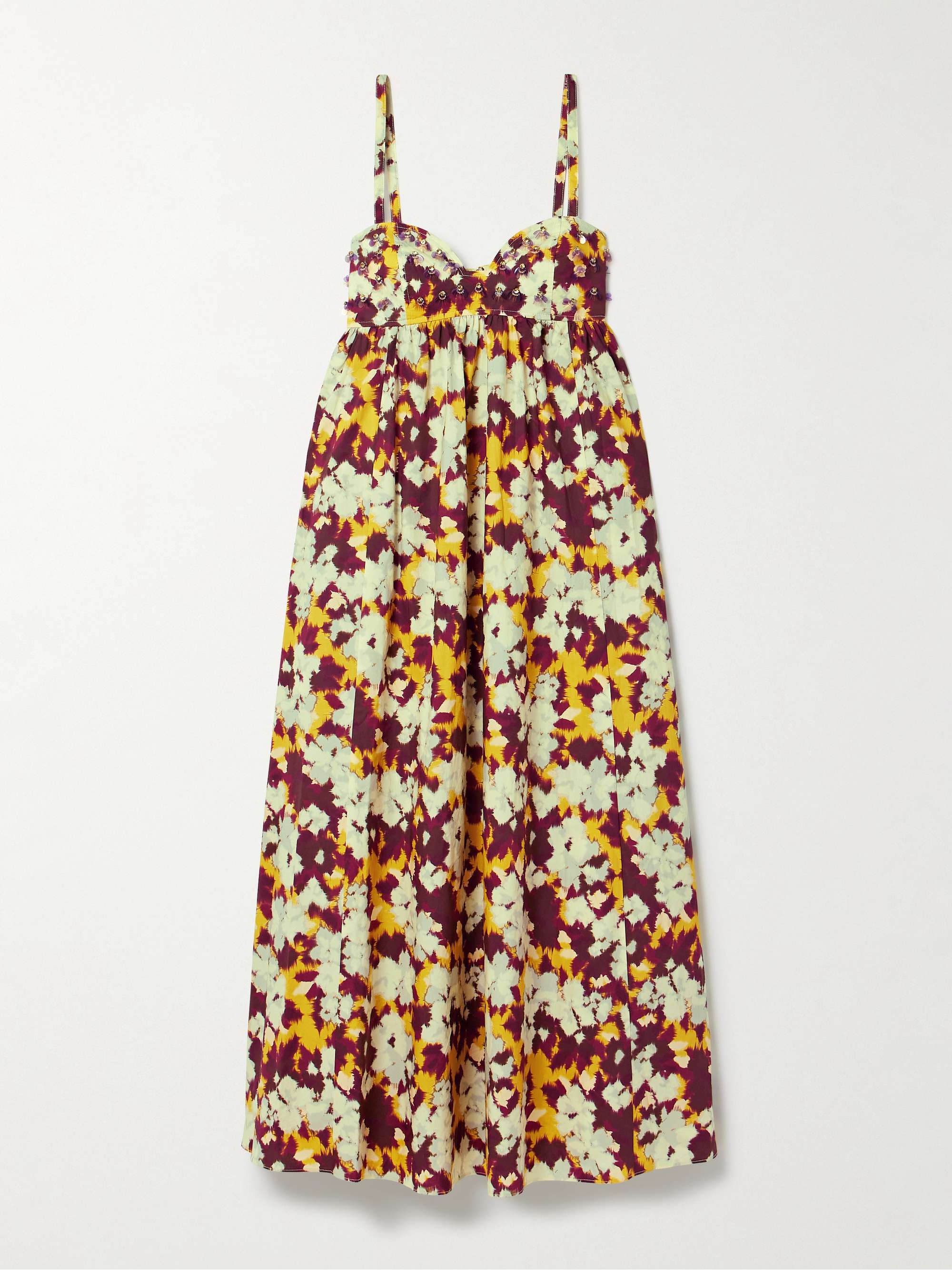 Harlan embellished printed cotton-poplin midi dress view