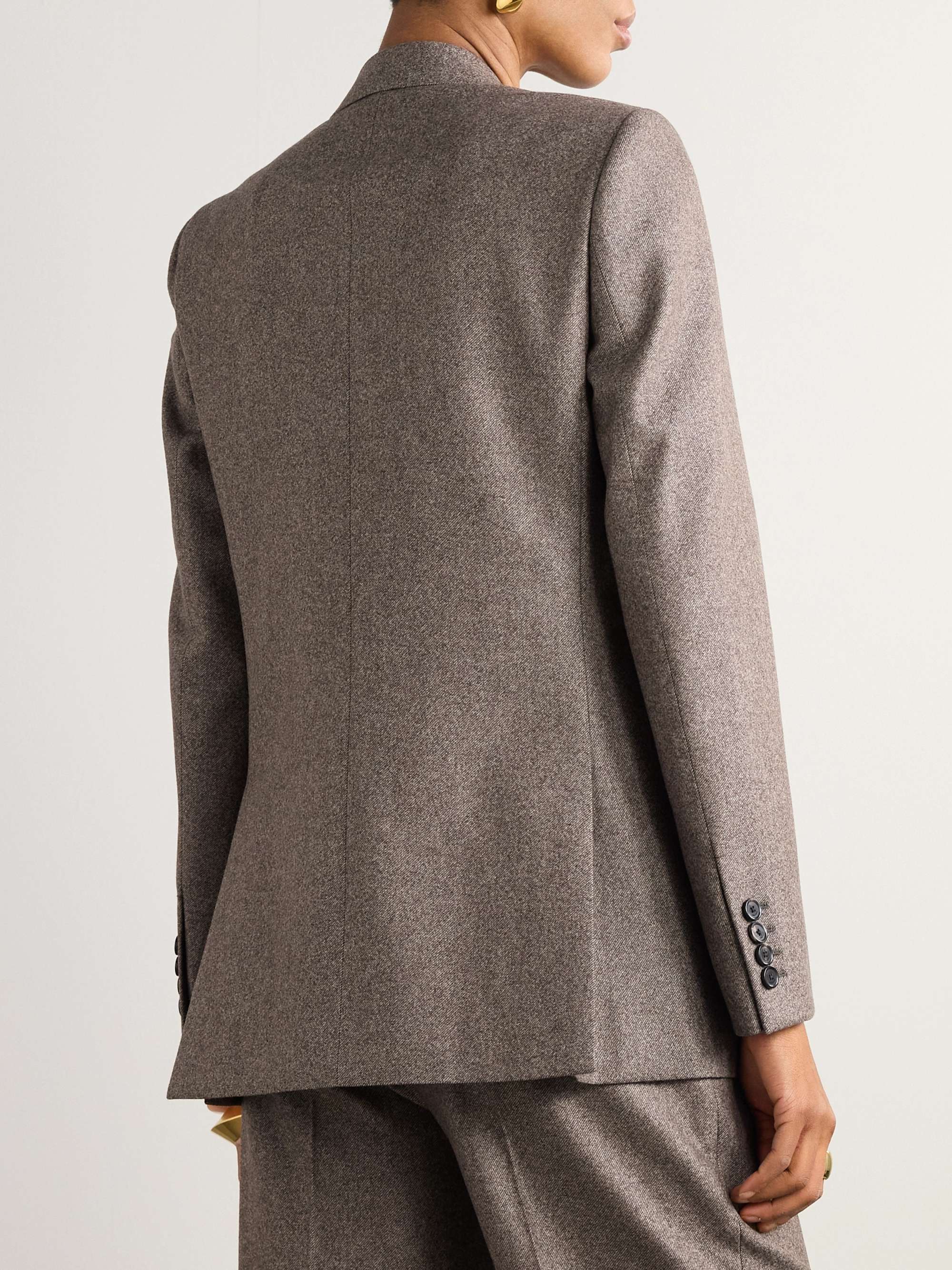 Double-breasted wool and cashmere-blend twill blazer view