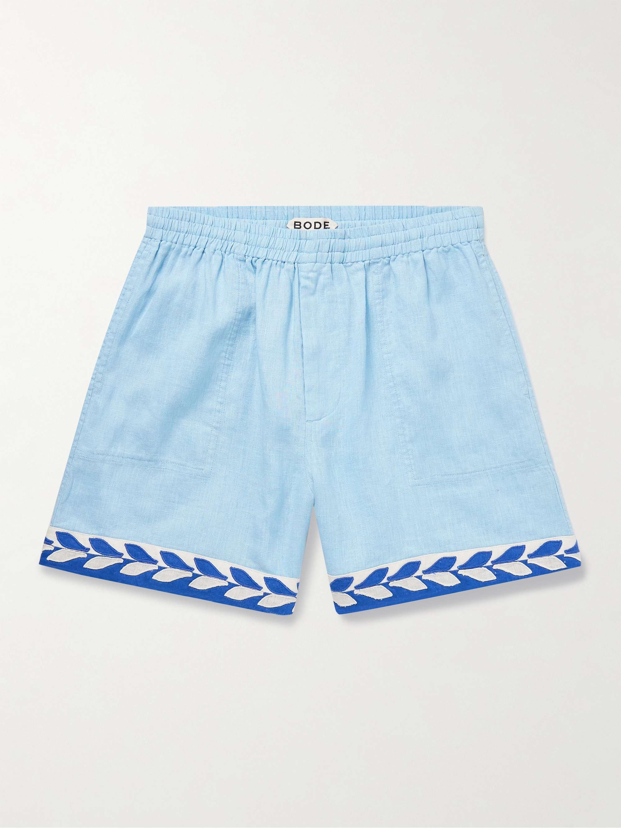 Seedling Stripe Appliquéd Linen Shorts view