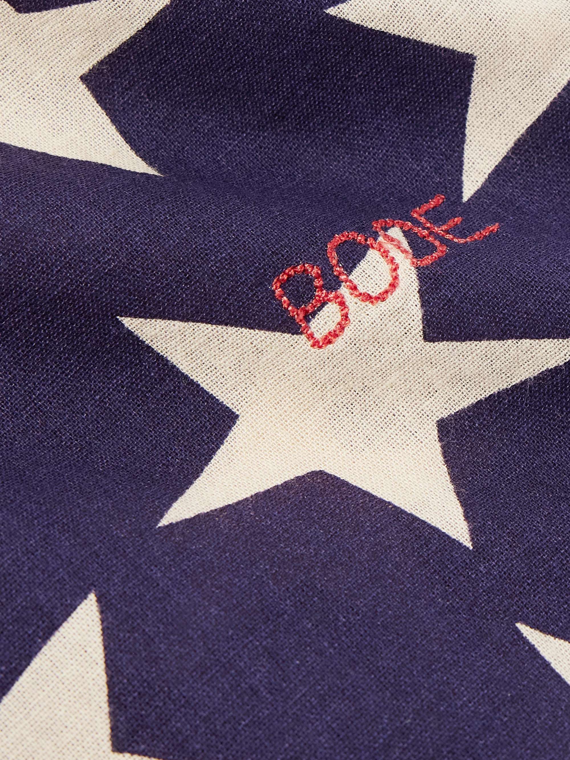 Camp-Collar Logo-Embroidered Printed Cotton Shirt view
