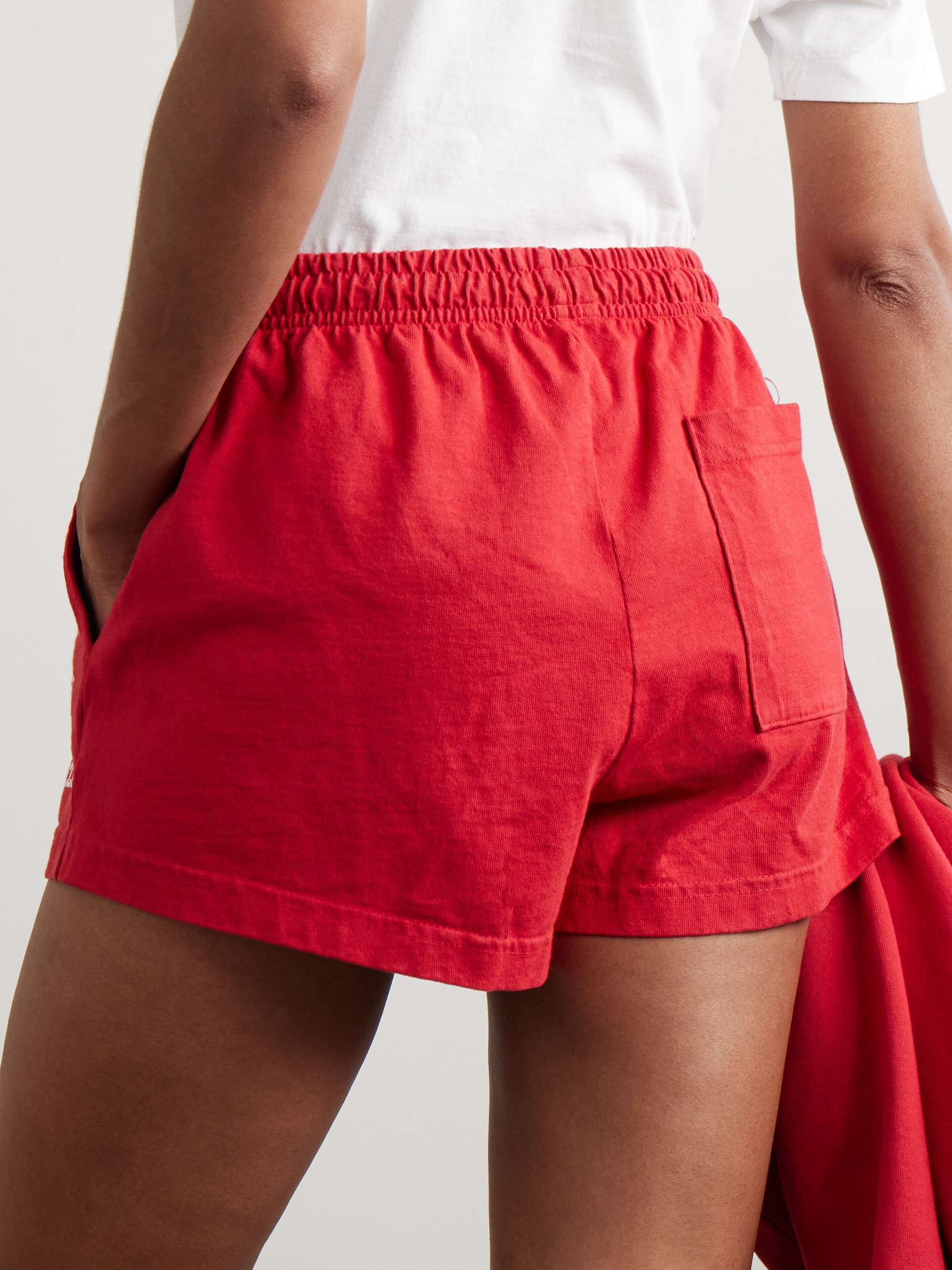 Varsity printed cotton-jersey shorts view