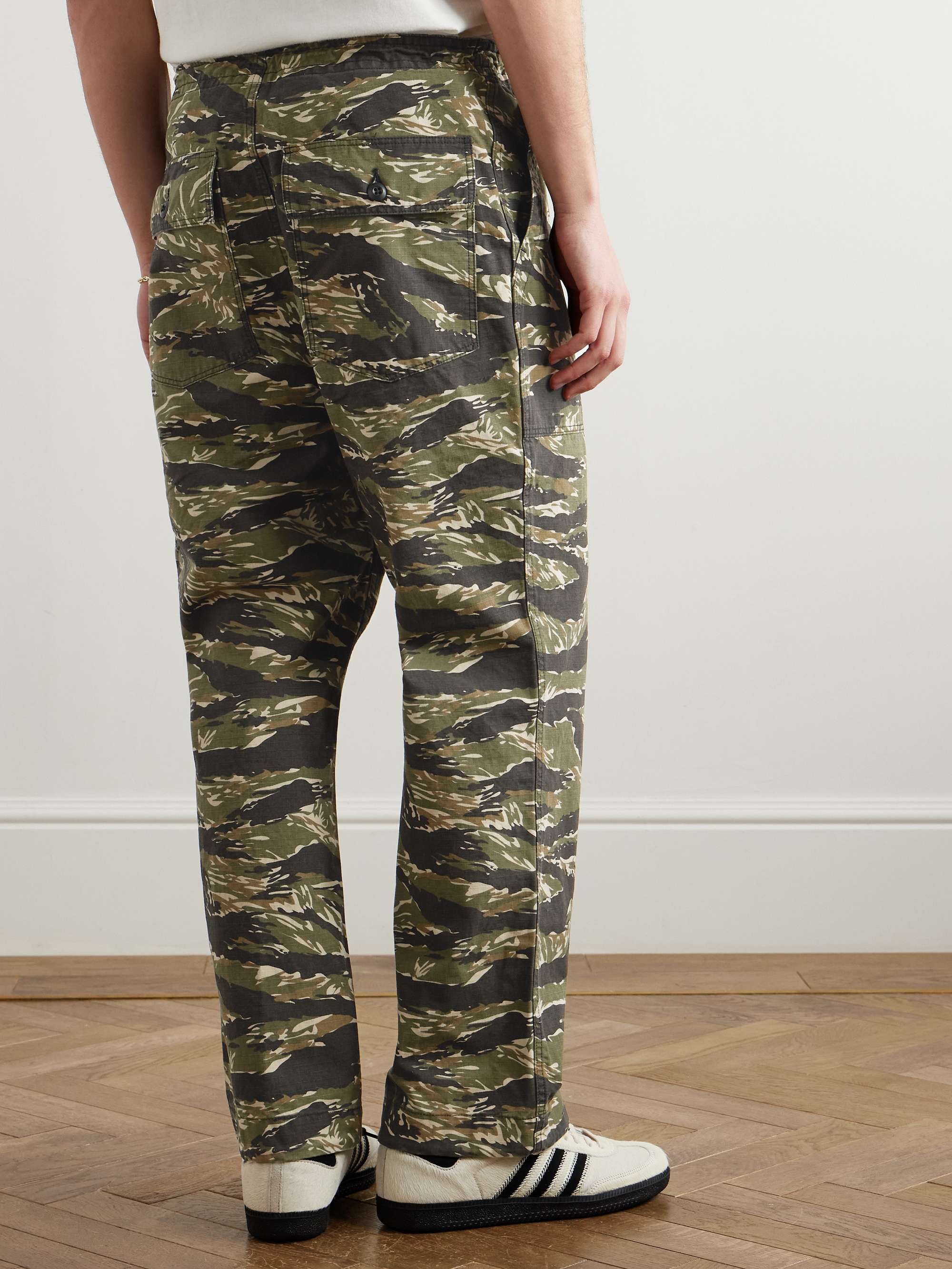 String Fatigue Straight-Leg Camouflage-Print Cotton-Ripstop Drawstring Trousers view