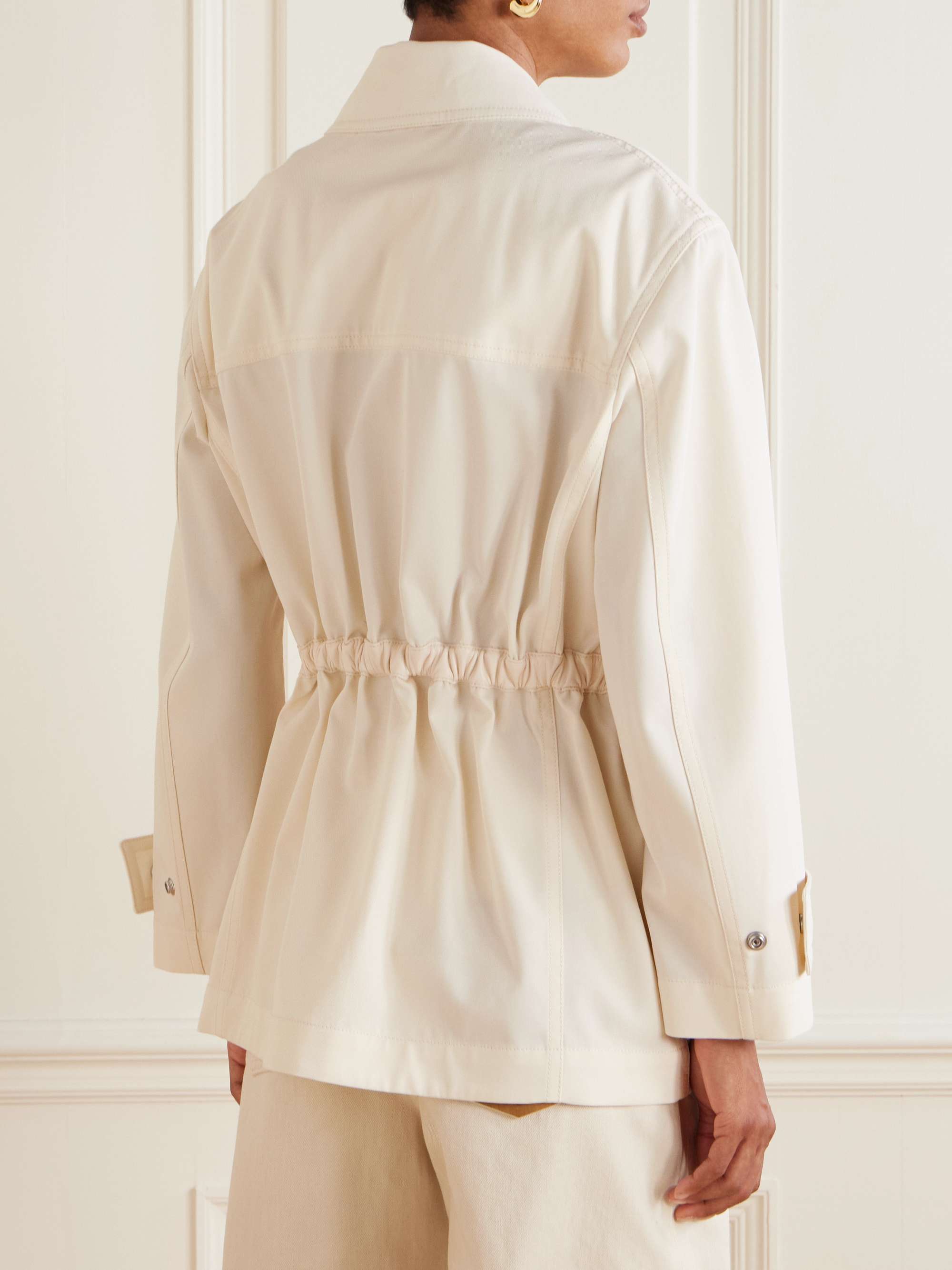 Leather-trimmed cotton-twill jacket view