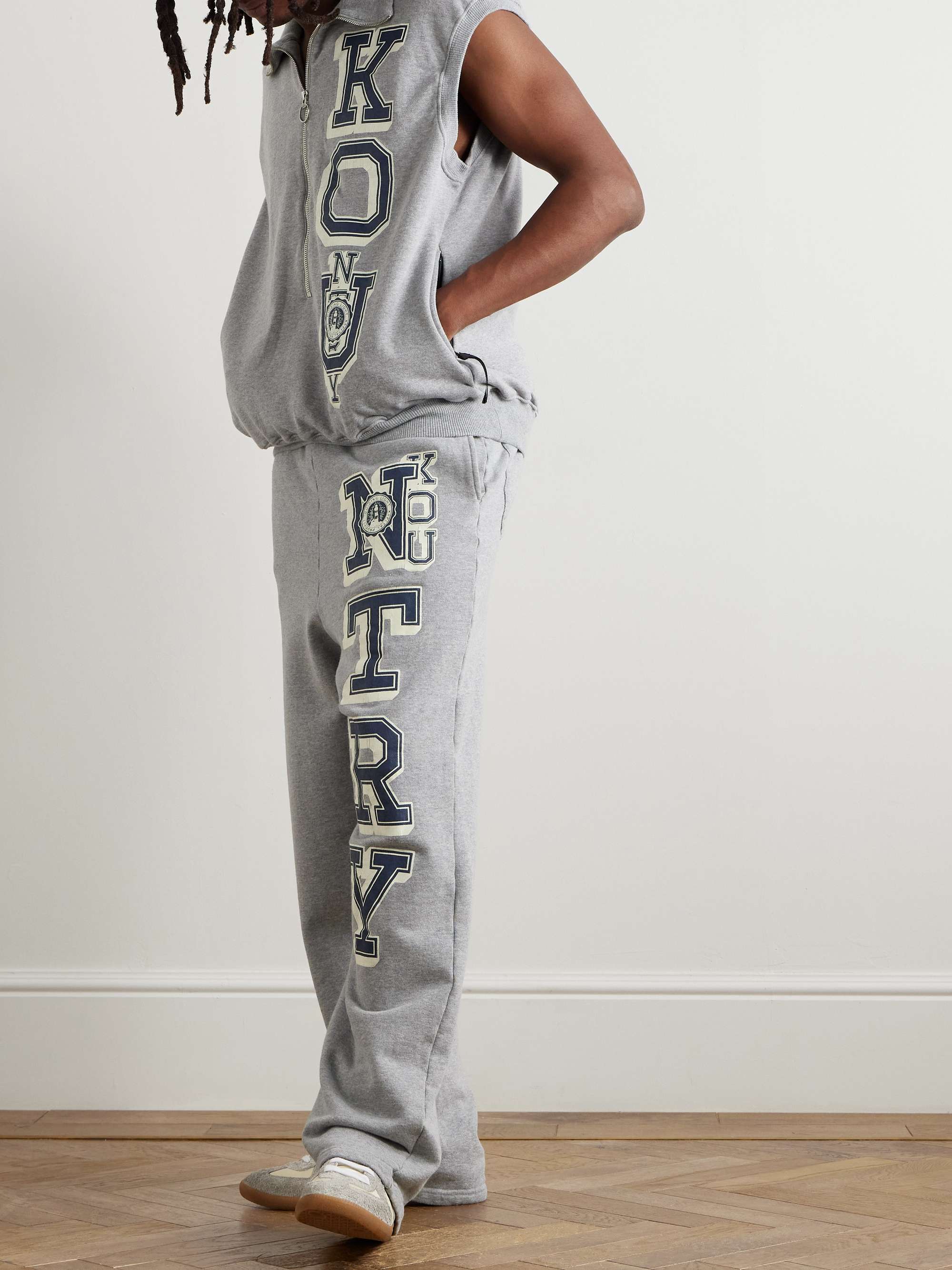 KO.U Printed Cotton-Jersey Half-Zip Gilet view