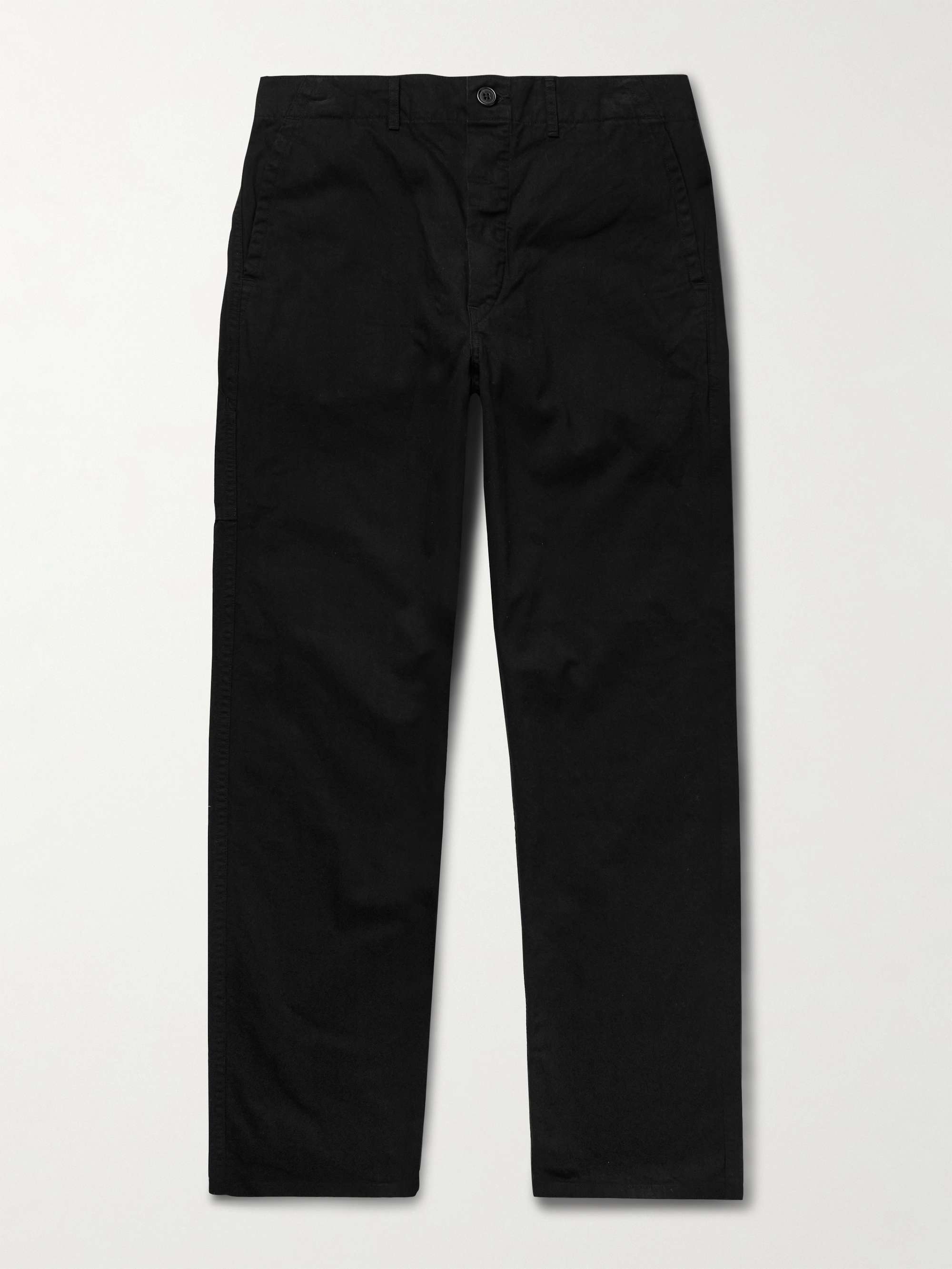 Straight-Leg Twill-Striped Cotton Trousers view