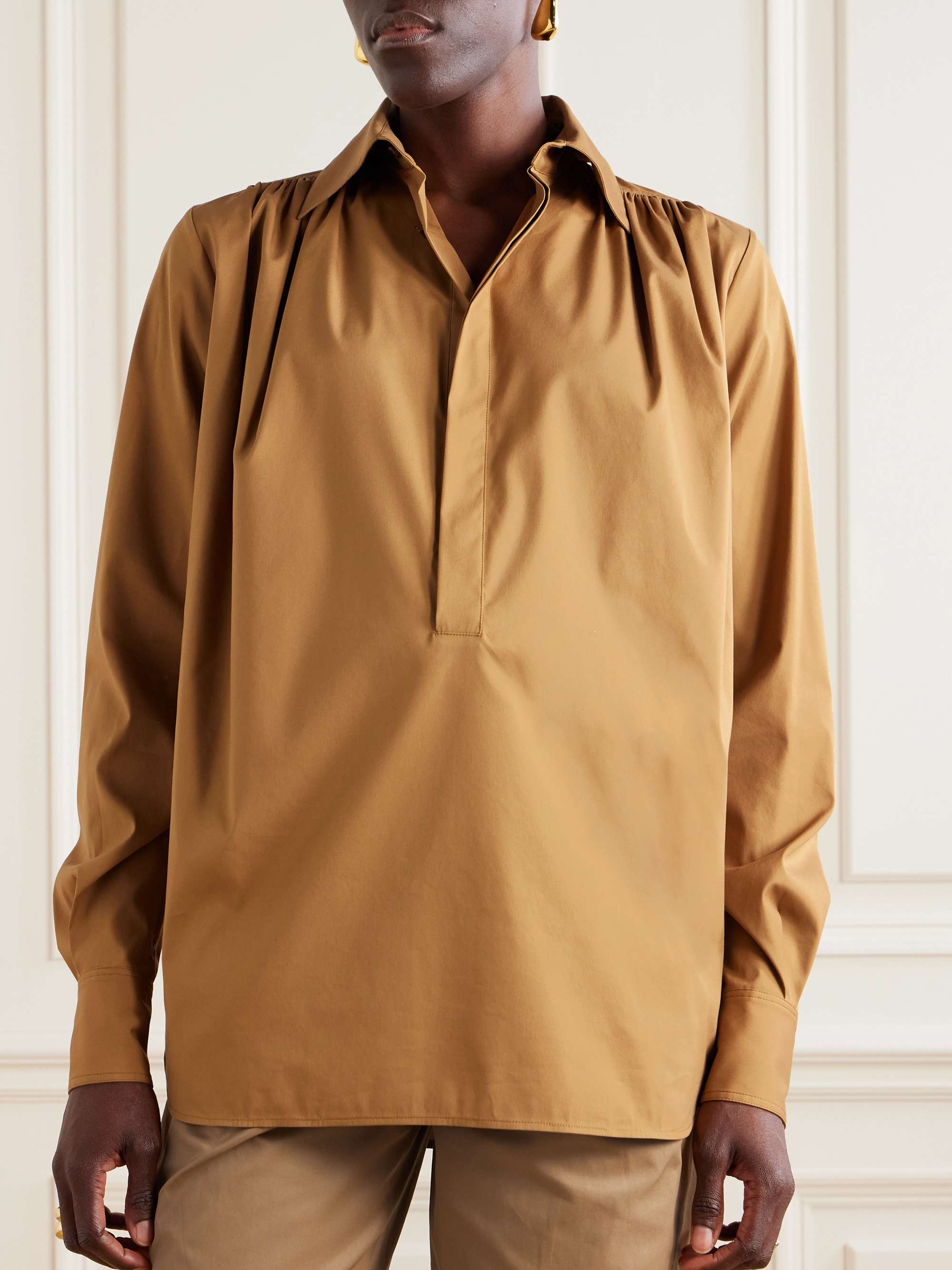 Gathered cotton-blend blouse view