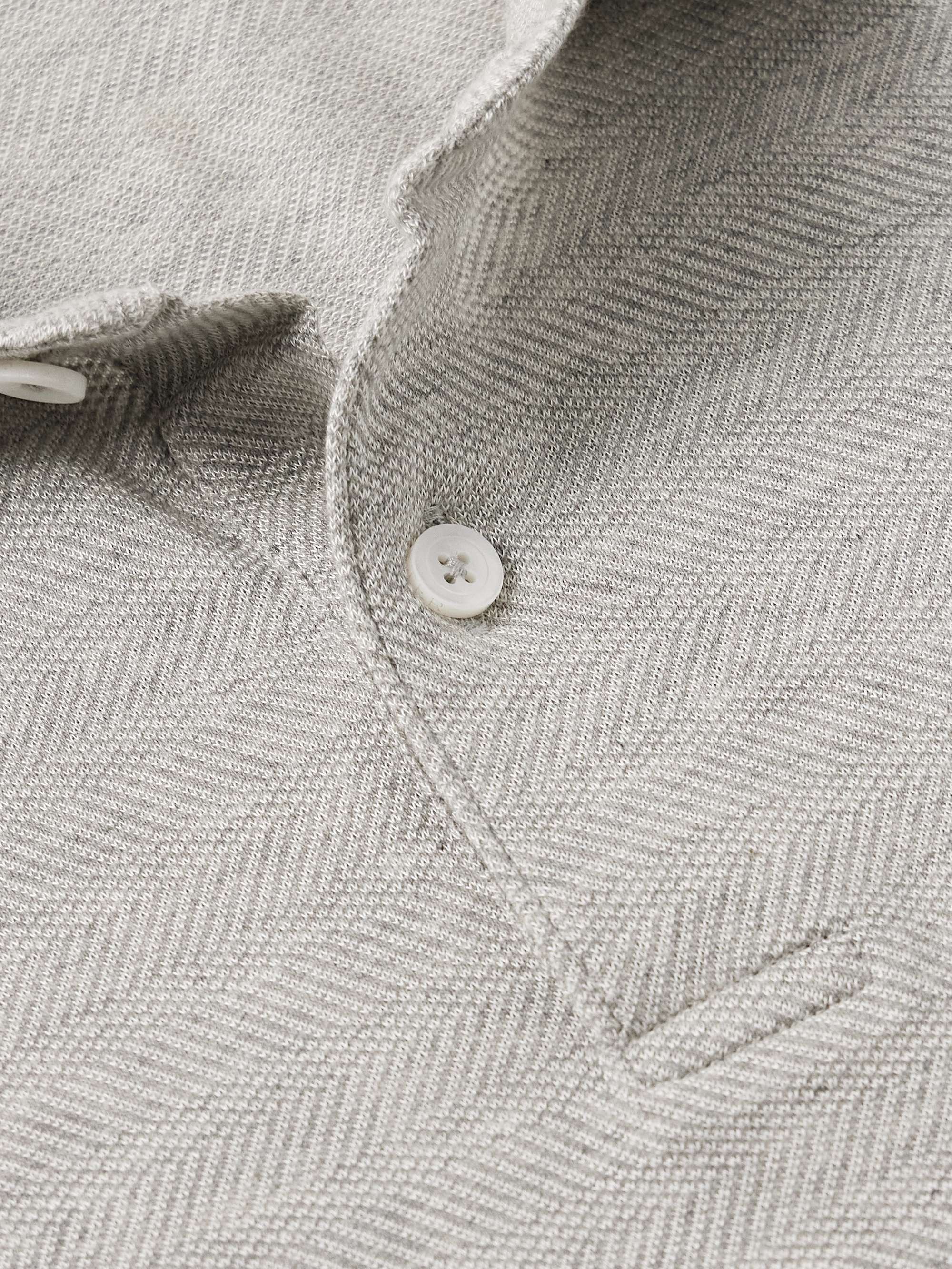 Harris Herringbone Stretch-Cotton and Modal-Blend Polo Shirt view