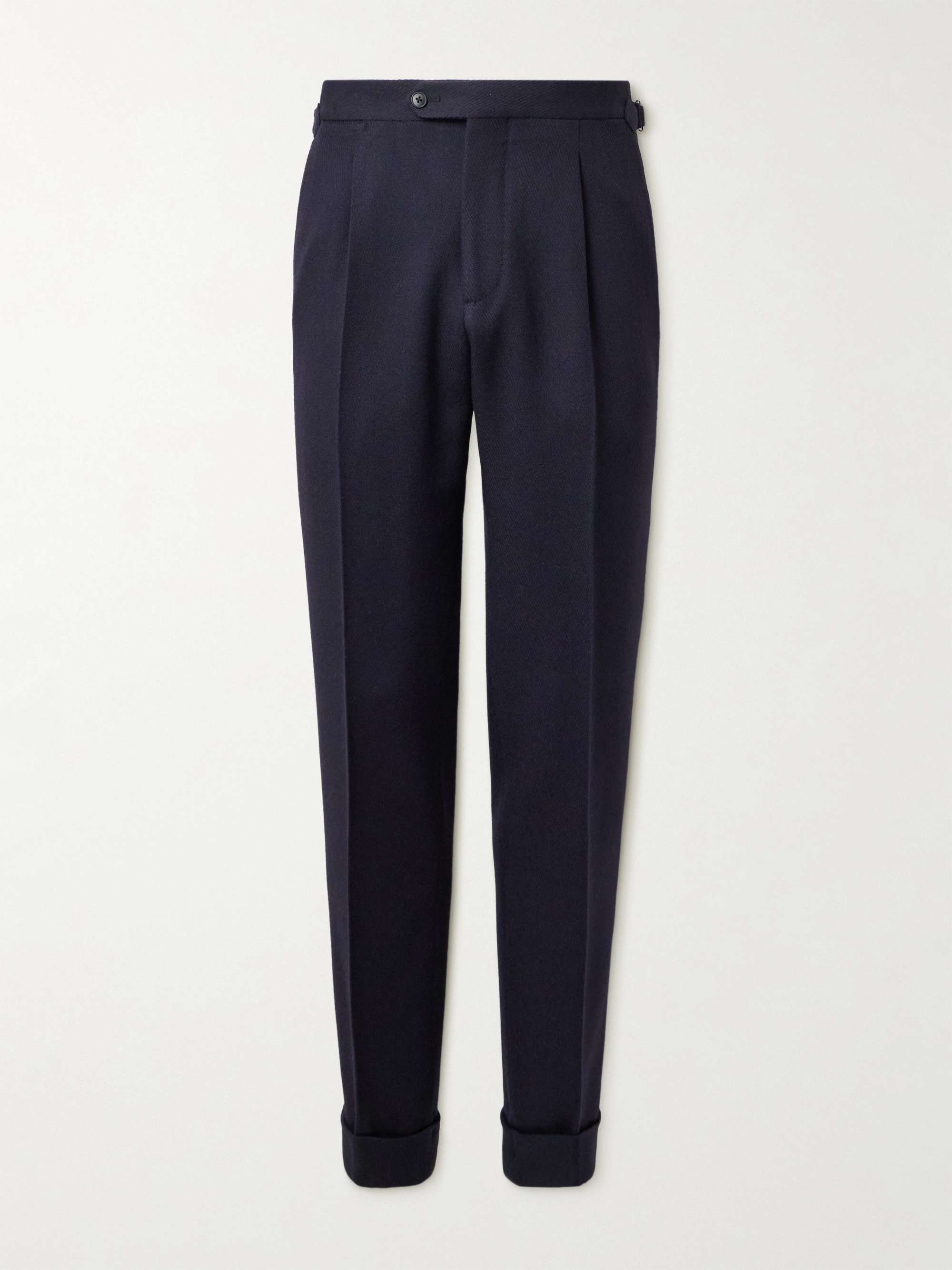 Straight-Leg Pleated Wool Suit Trousers view