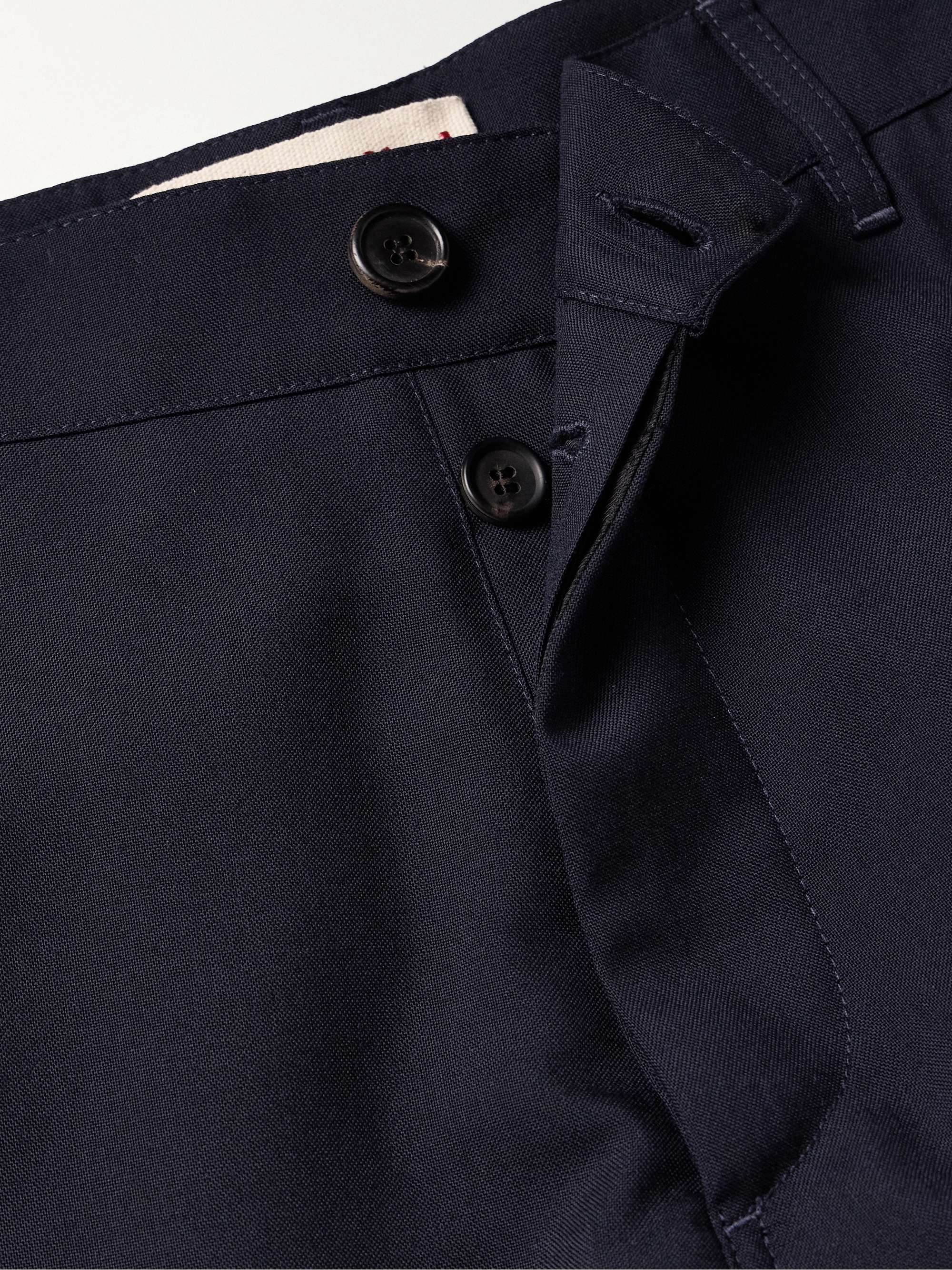 Straight-Leg Logo-Embroidered Virgin Wool Trousers view