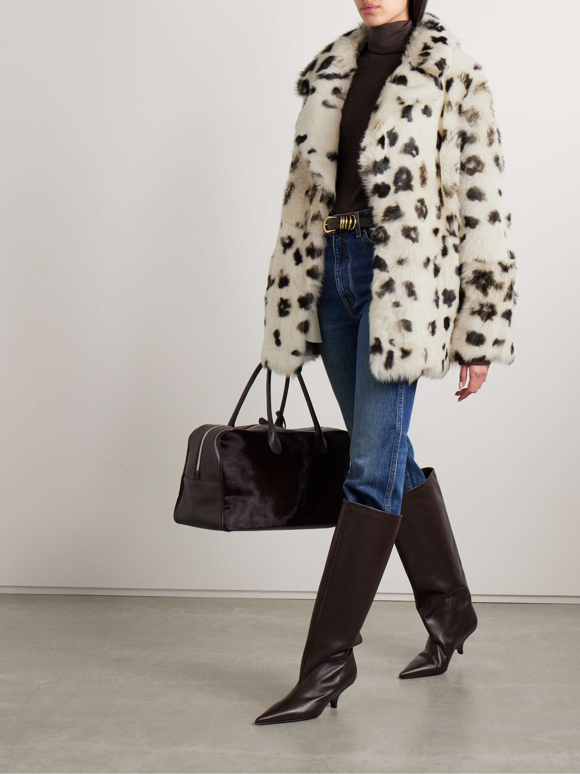 Dot printed shearling coat view