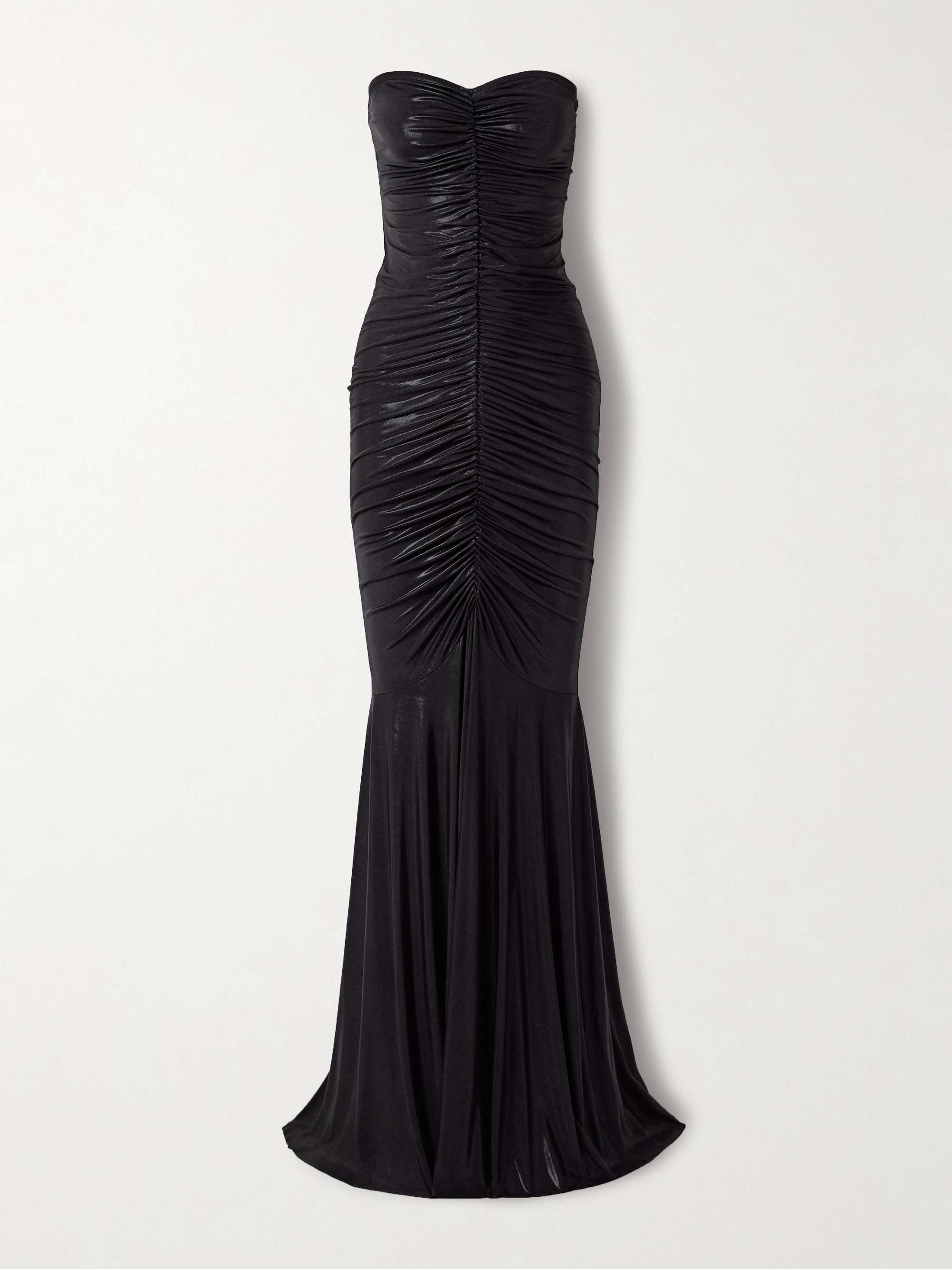 Strapless metallic ruched stretch-jersey gown view