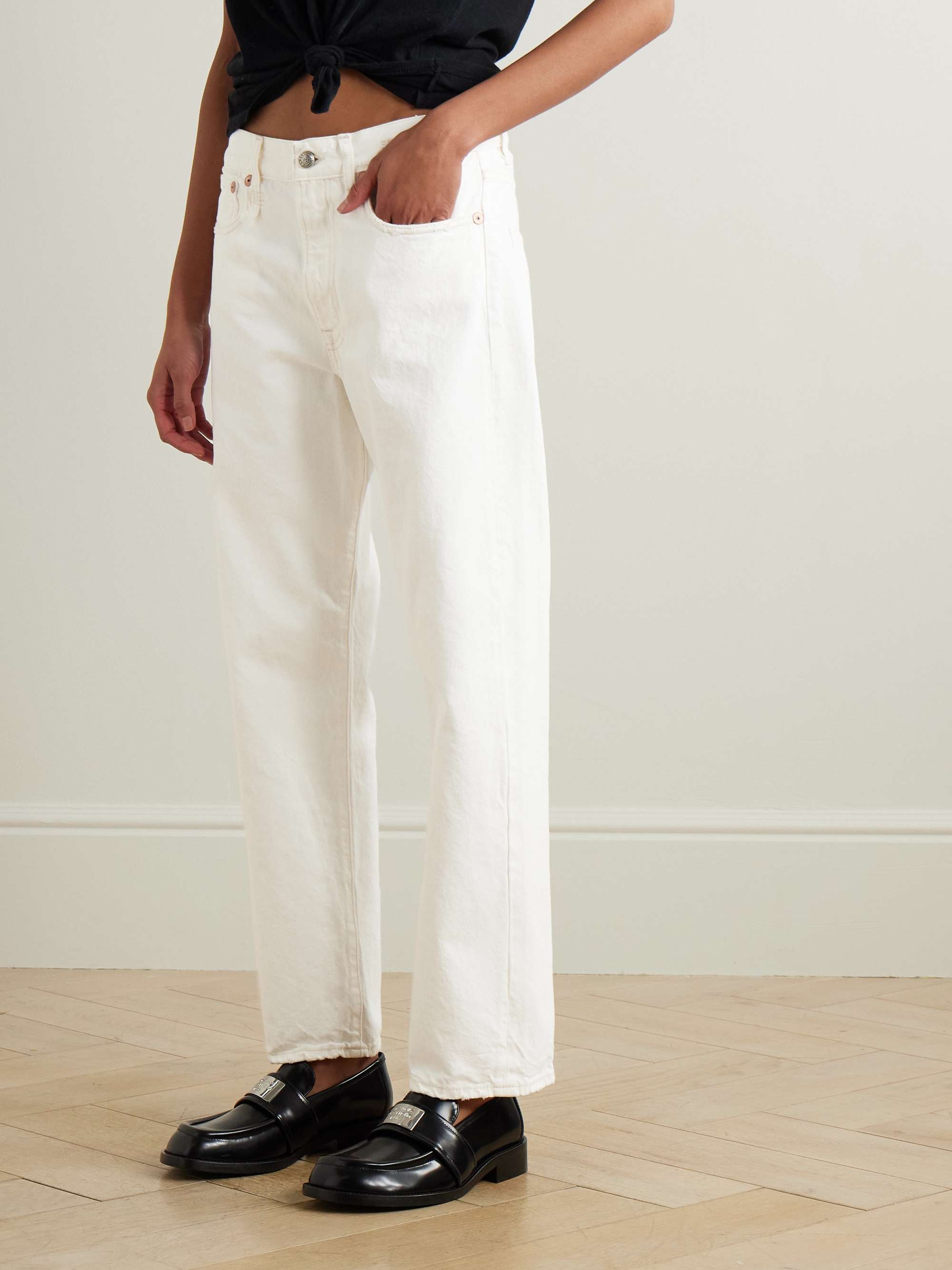 Distressed high-rise boyfriend jeans view