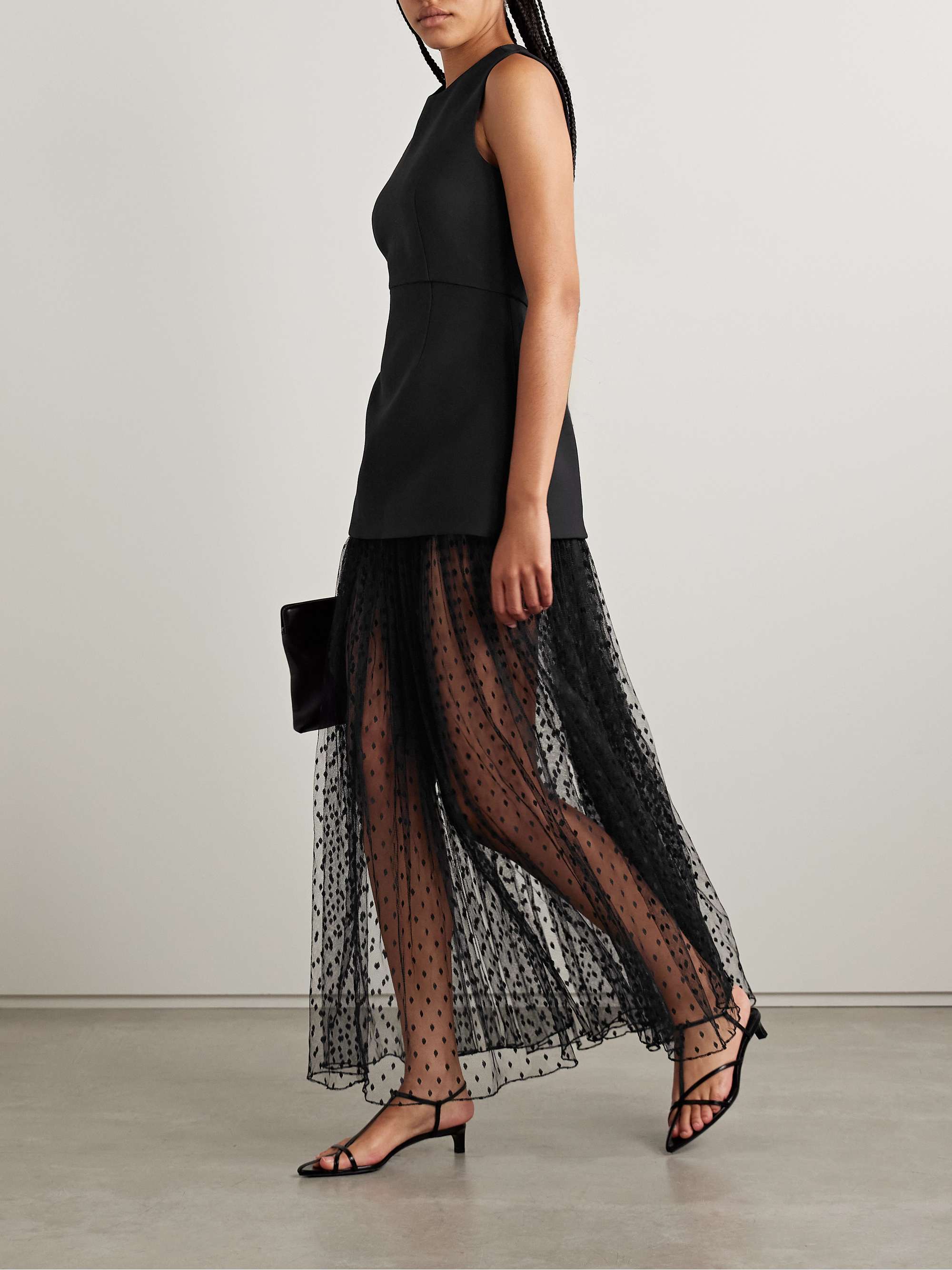 Layered fil coupé silk and grain de poudre wool-blend peplum maxi dress view