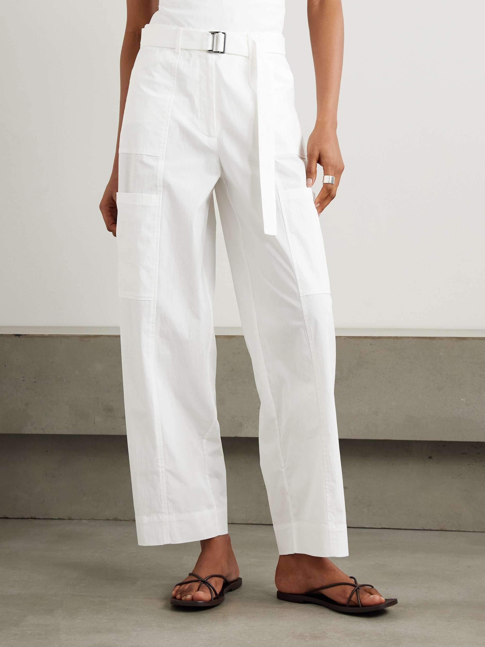 Utility belted cotton-blend wide-leg pants view