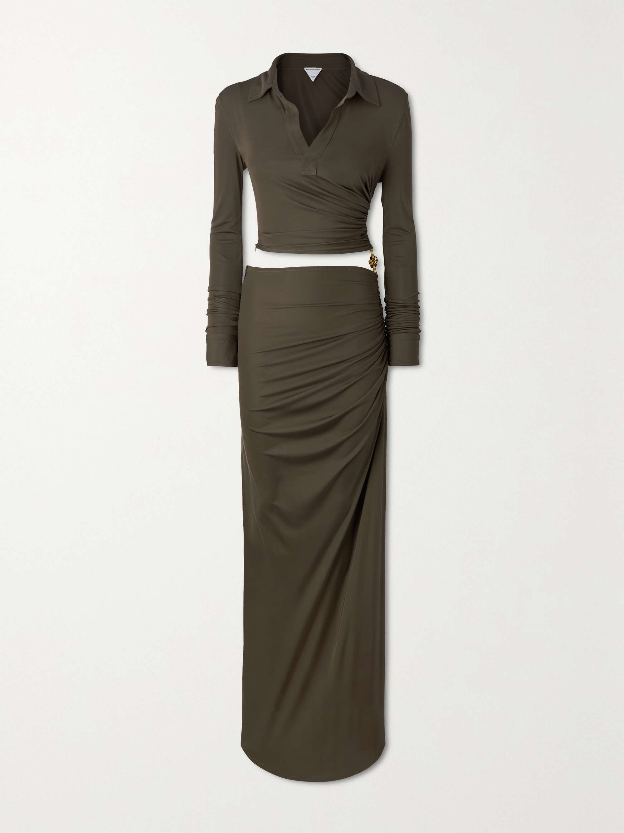 Embellished cutout ruched stretch-jersey maxi dress view