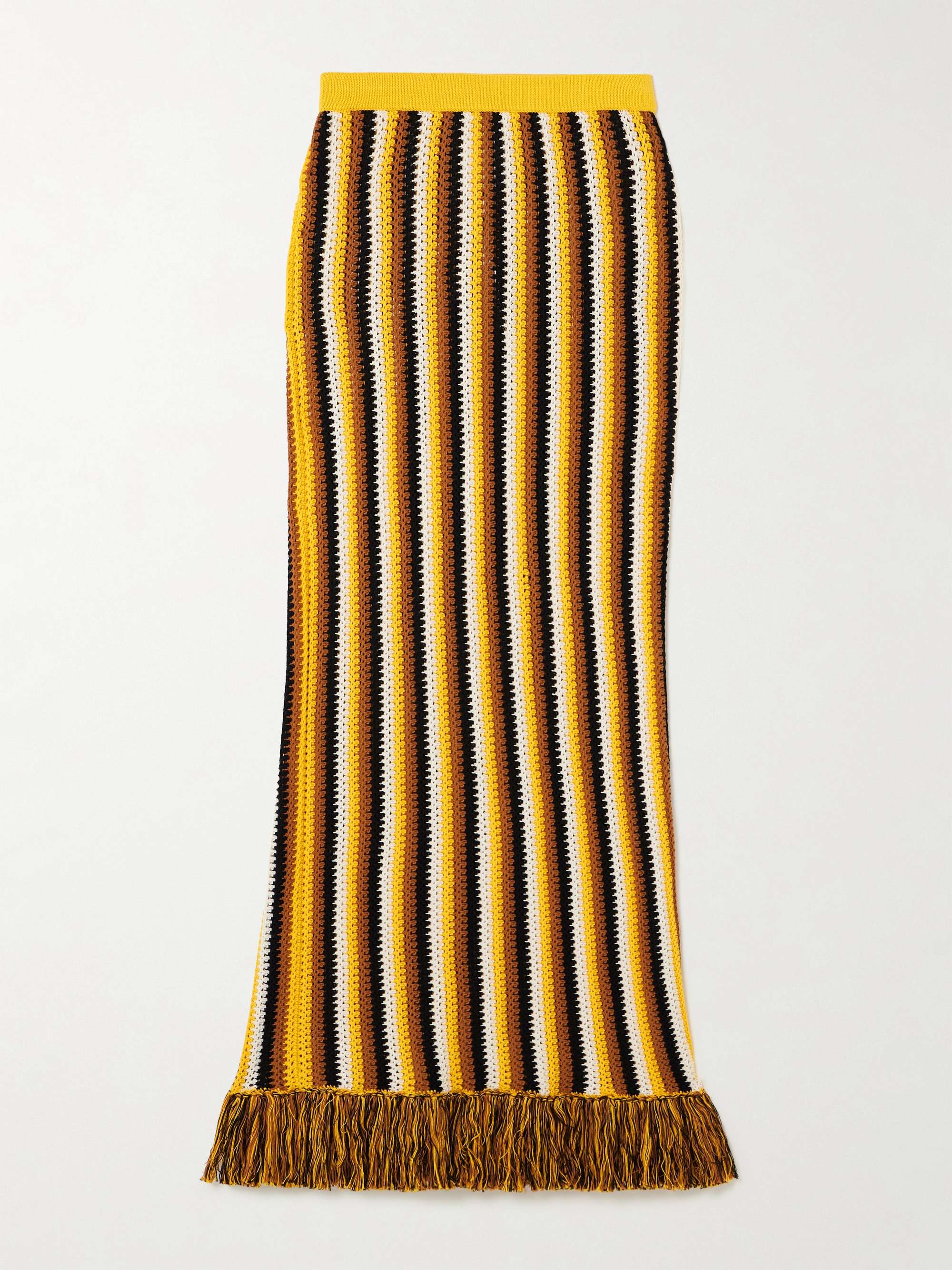 Misti fringed striped crocheted cotton maxi skirt view