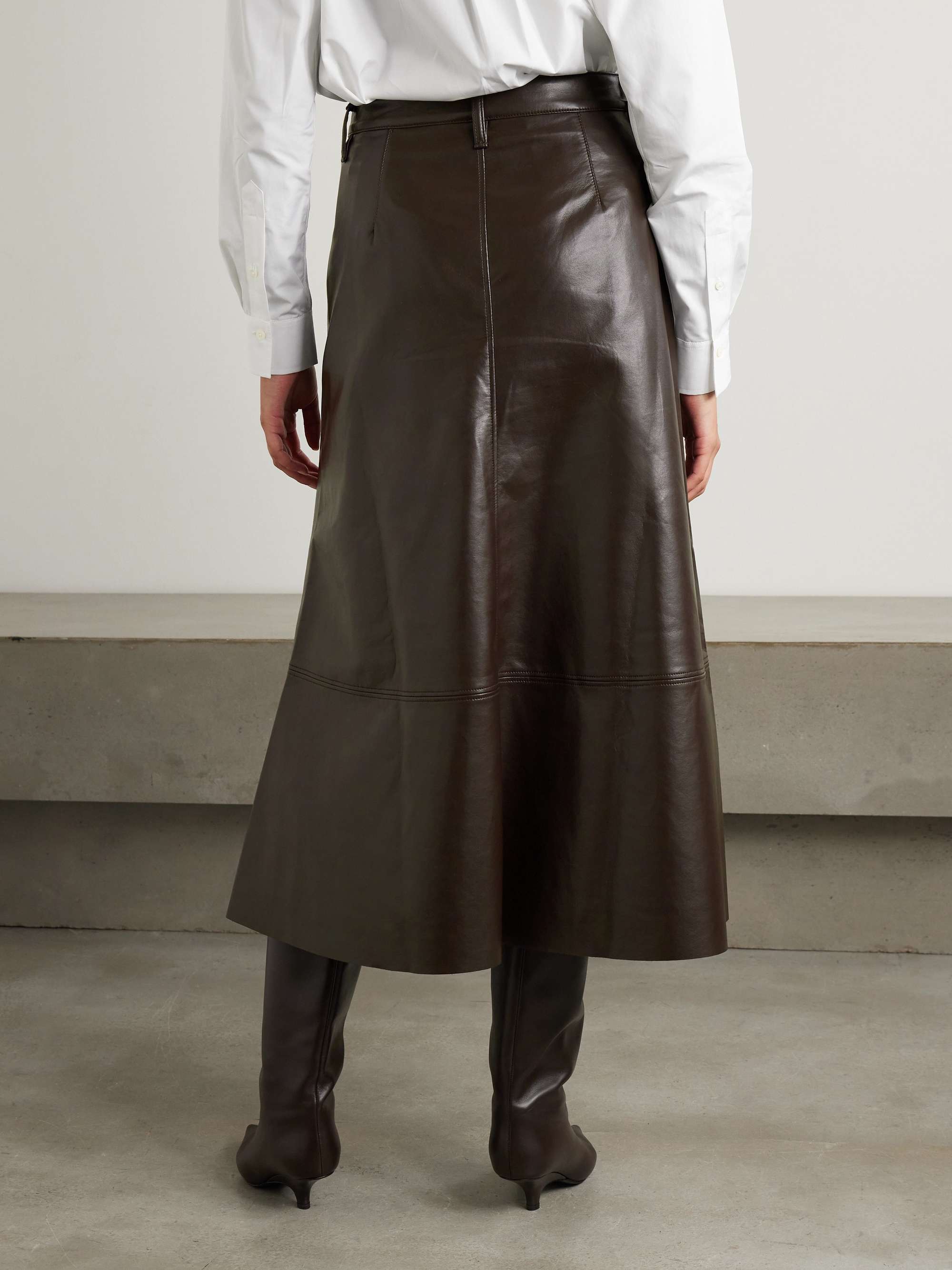 Cassia recycled leather-blend midi skirt view