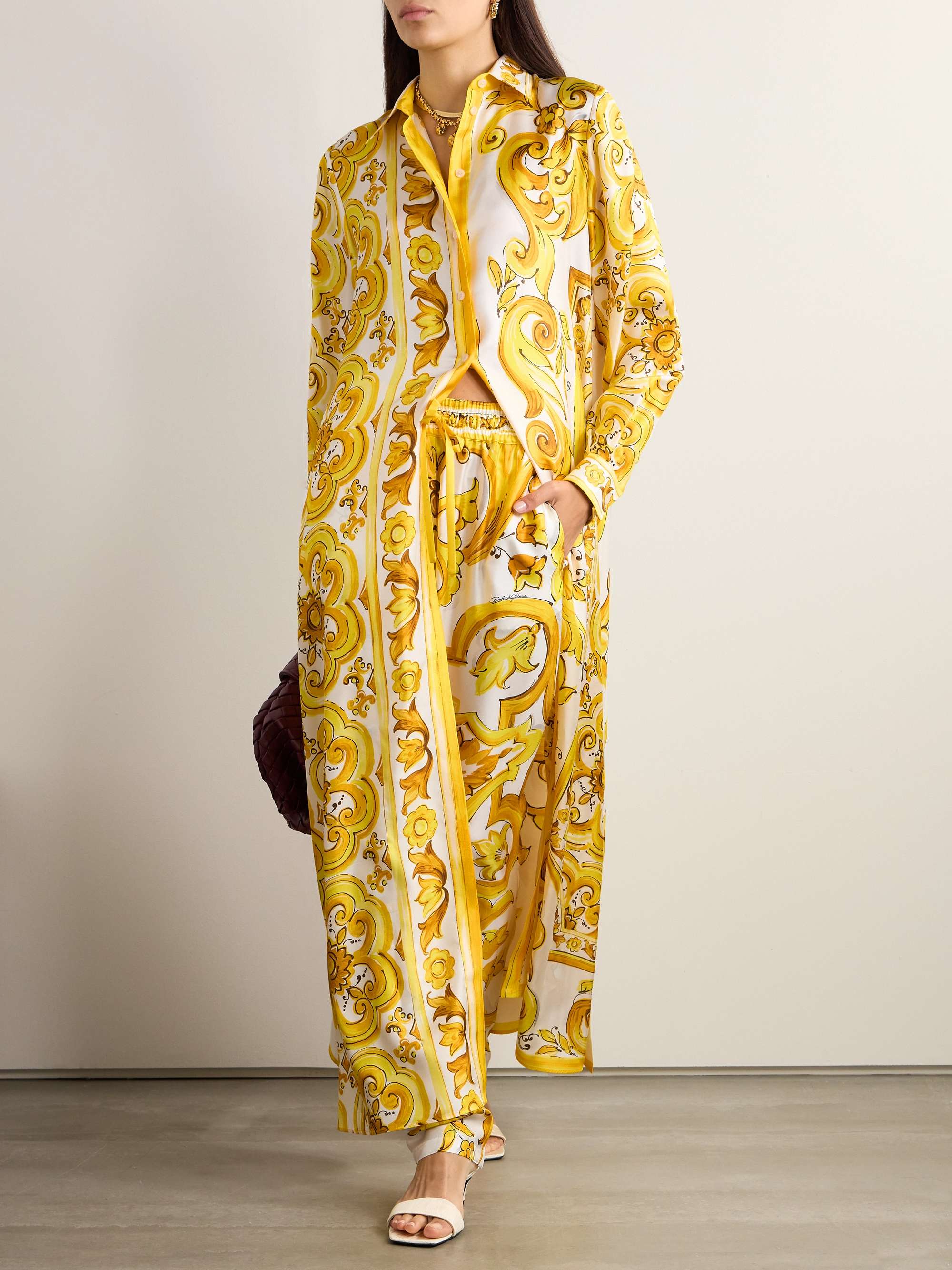 Maiolica printed silk-twill maxi shirt dress view