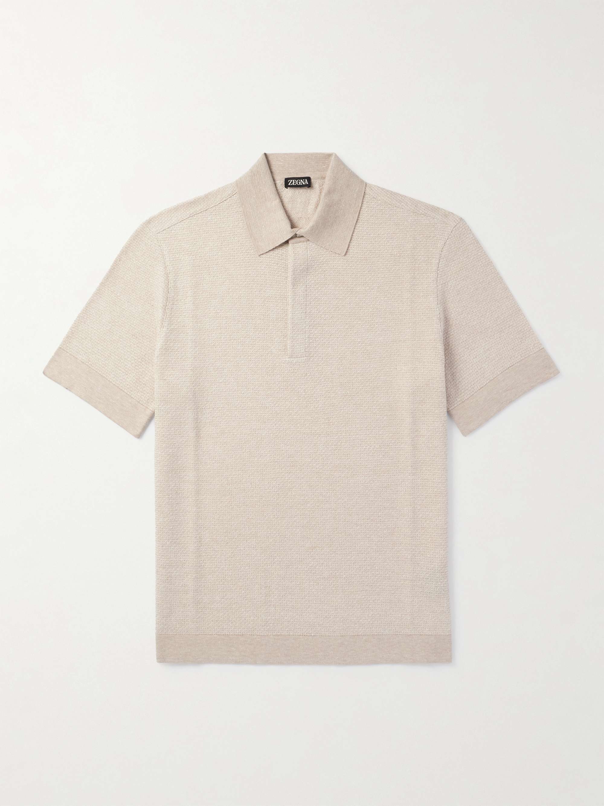 Cotton, Linen and Silk-Blend Polo Shirt view