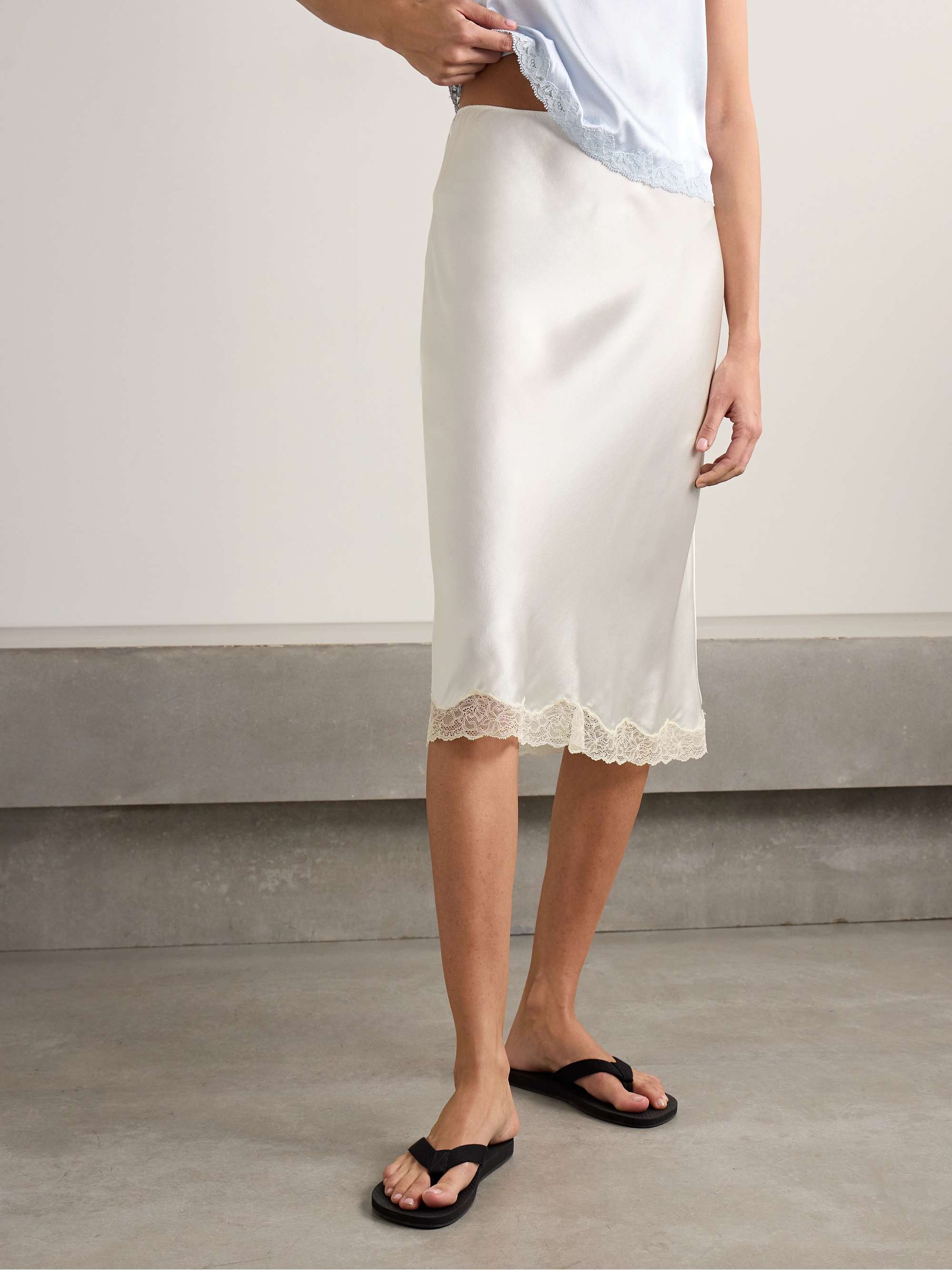 Irene lace-trimmed silk-charmeuse skirt view