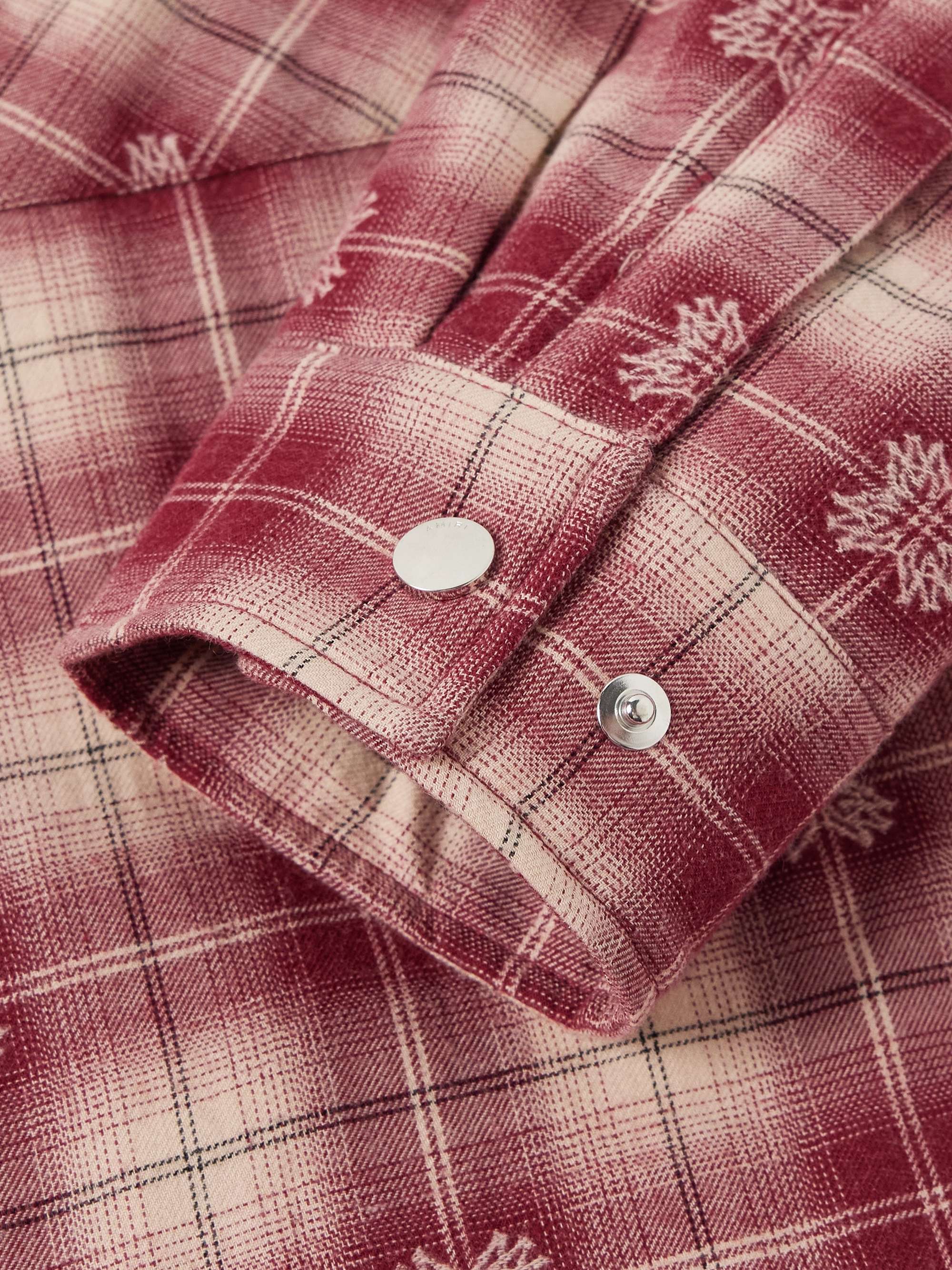 Fleece-Lined Padded Checked Cotton-Jacquard Overshirt view