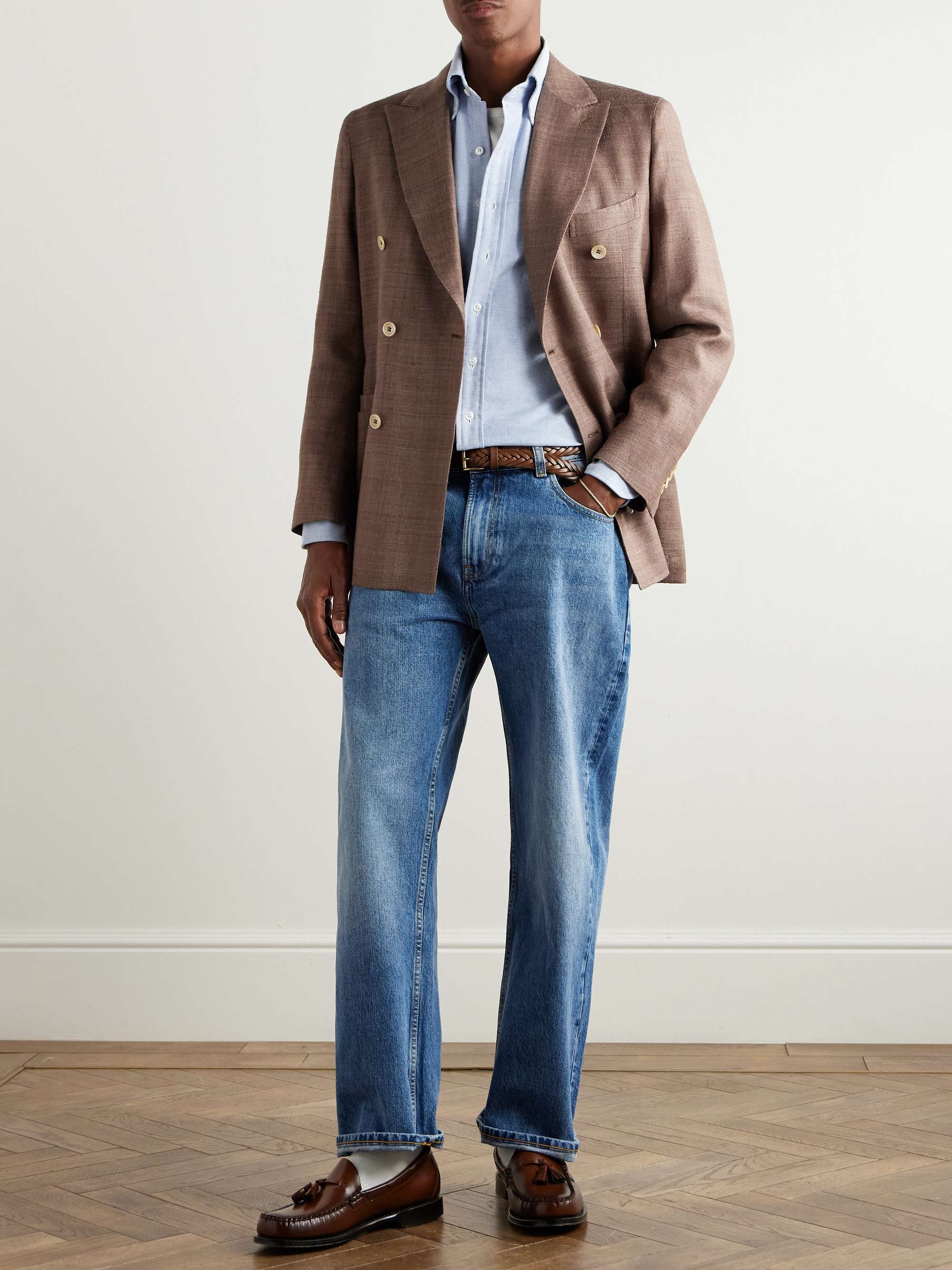 Double-Breasted Silk Blazer view