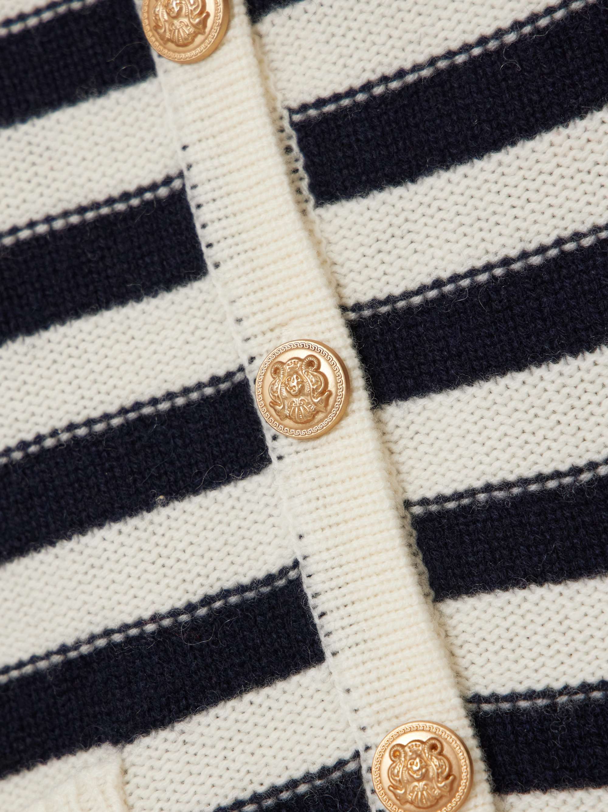 Striped wool and cashmere-blend cardigan view