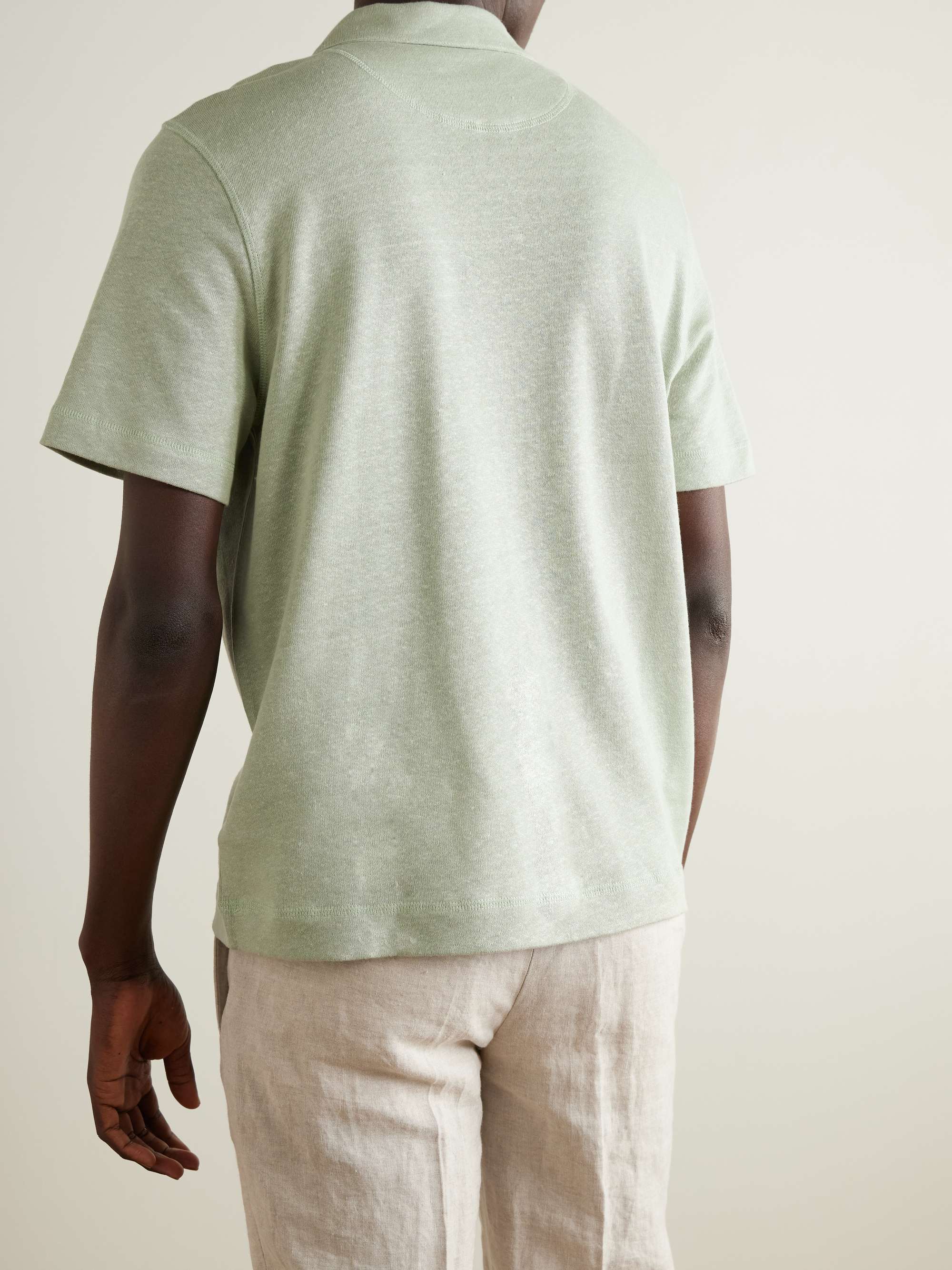 Linen and Organic Cotton-Blend Polo Shirt view
