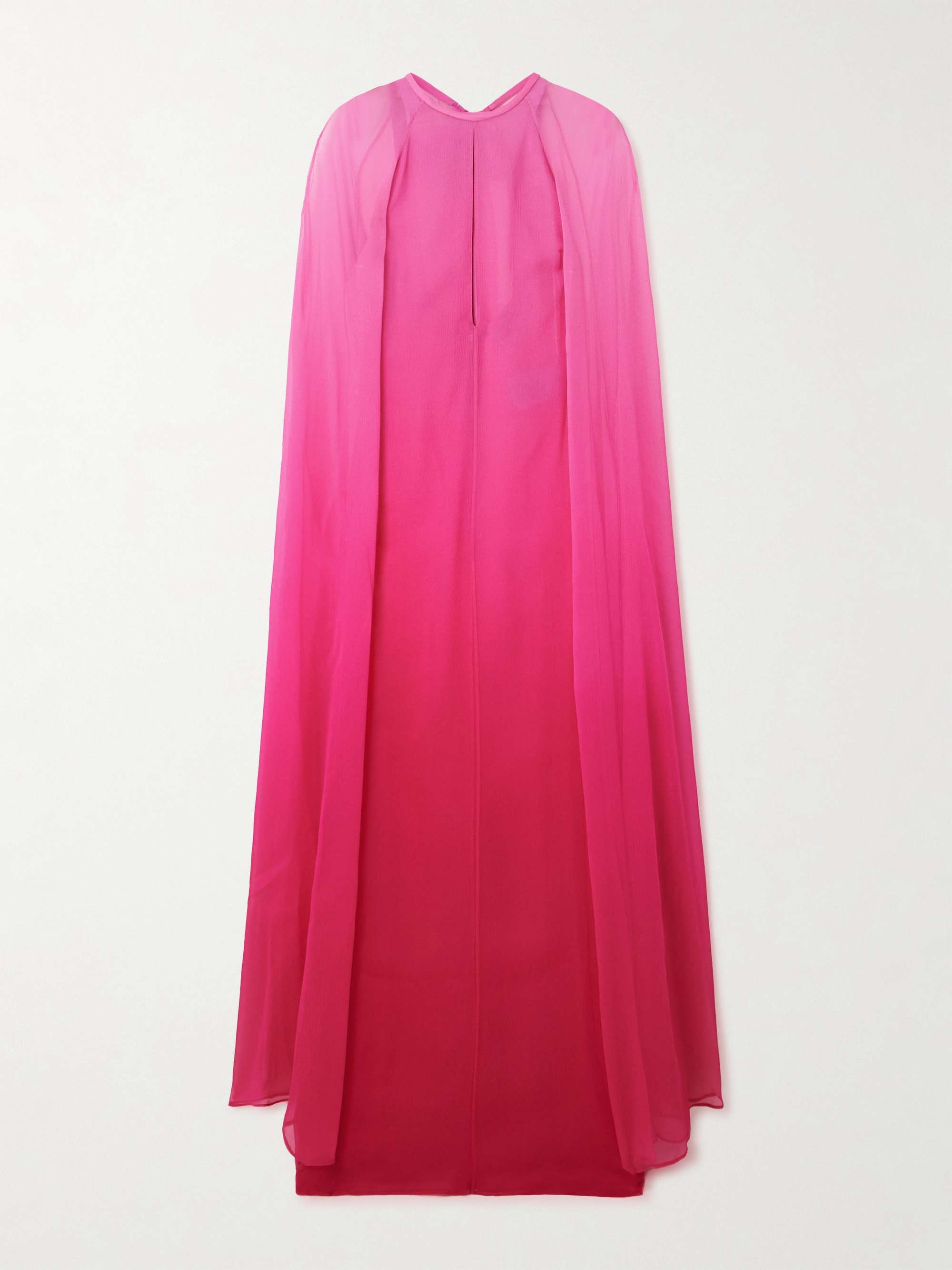 Cape-effect dégradé silk-crepon gown view