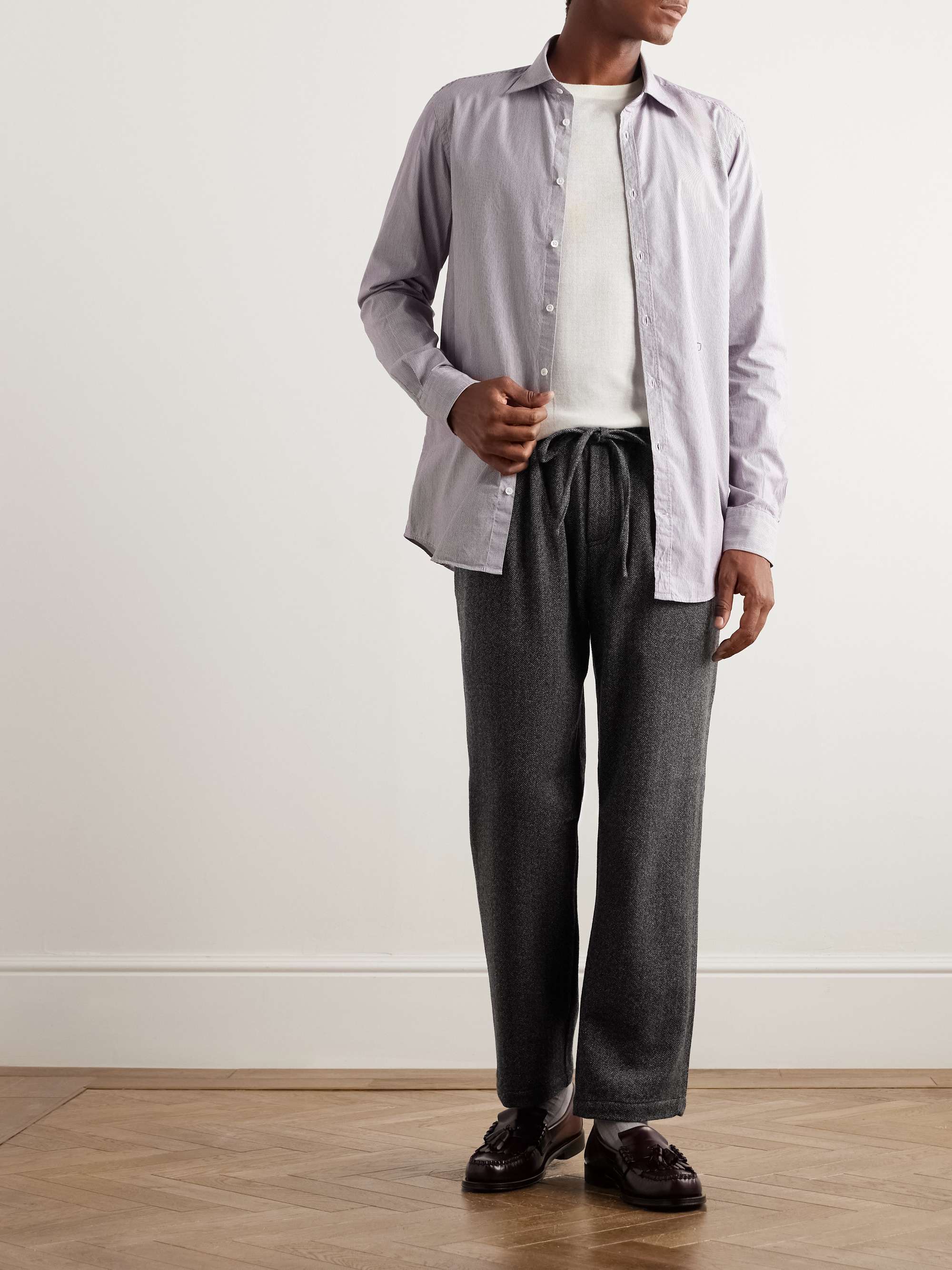 Key West Straight-Leg Herringbone Cashmere and Wool-Blend Suit Trousers view
