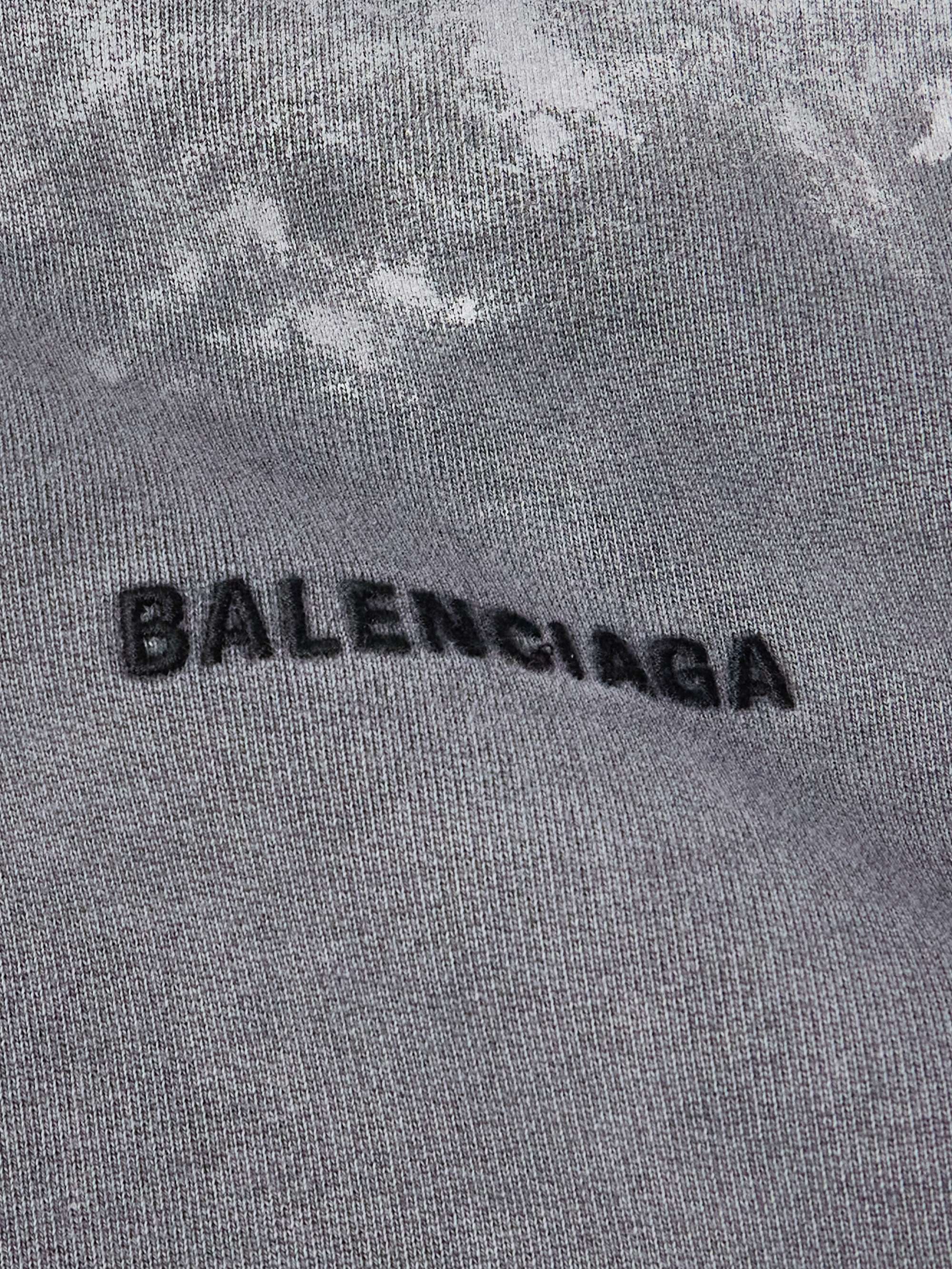 Logo-Print Distressed Paint-Splattered Cotton-Jersey Hoodie view