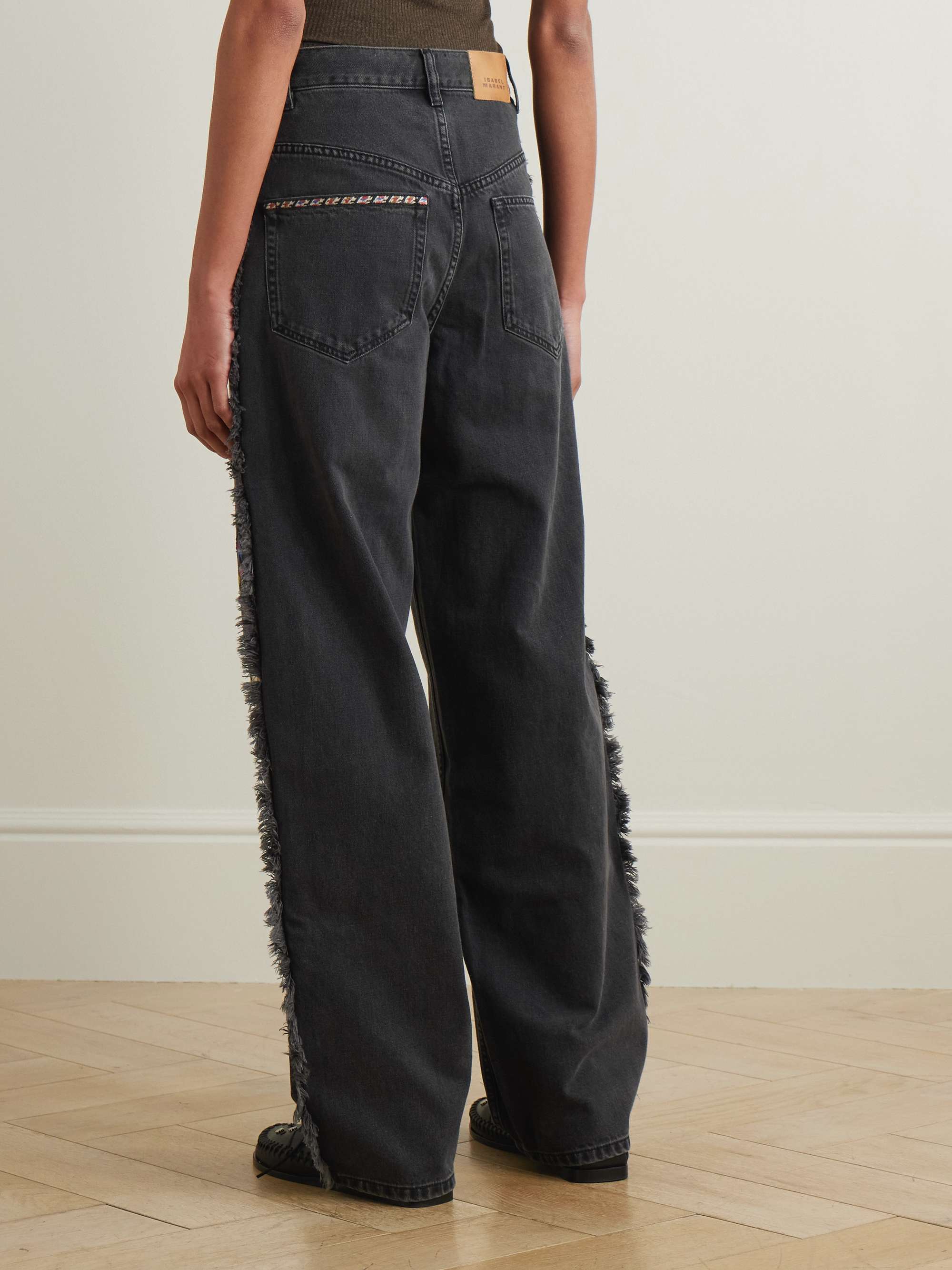 Maella fringed jacquard-trimmed high-rise straight-leg jeans view