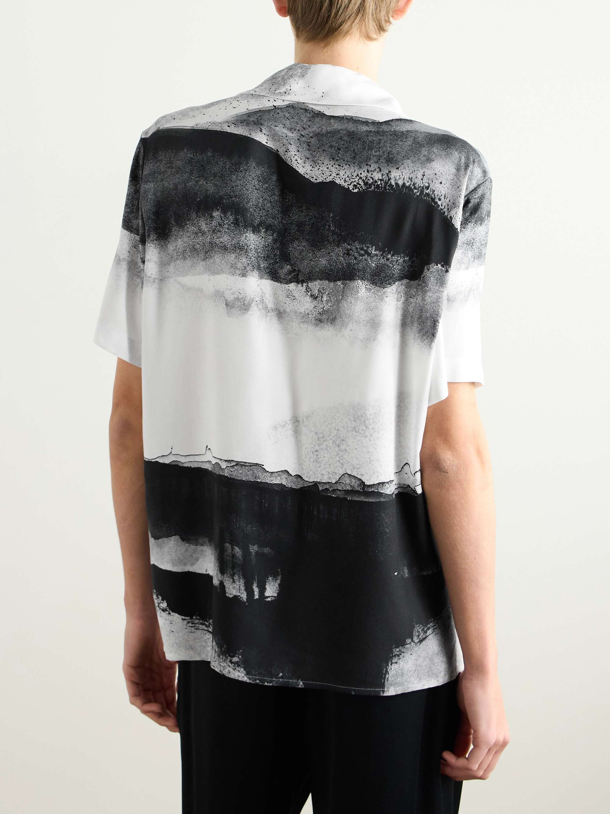 Moon Camp-Collar Logo-Embroidered Printed Twill Shirt view