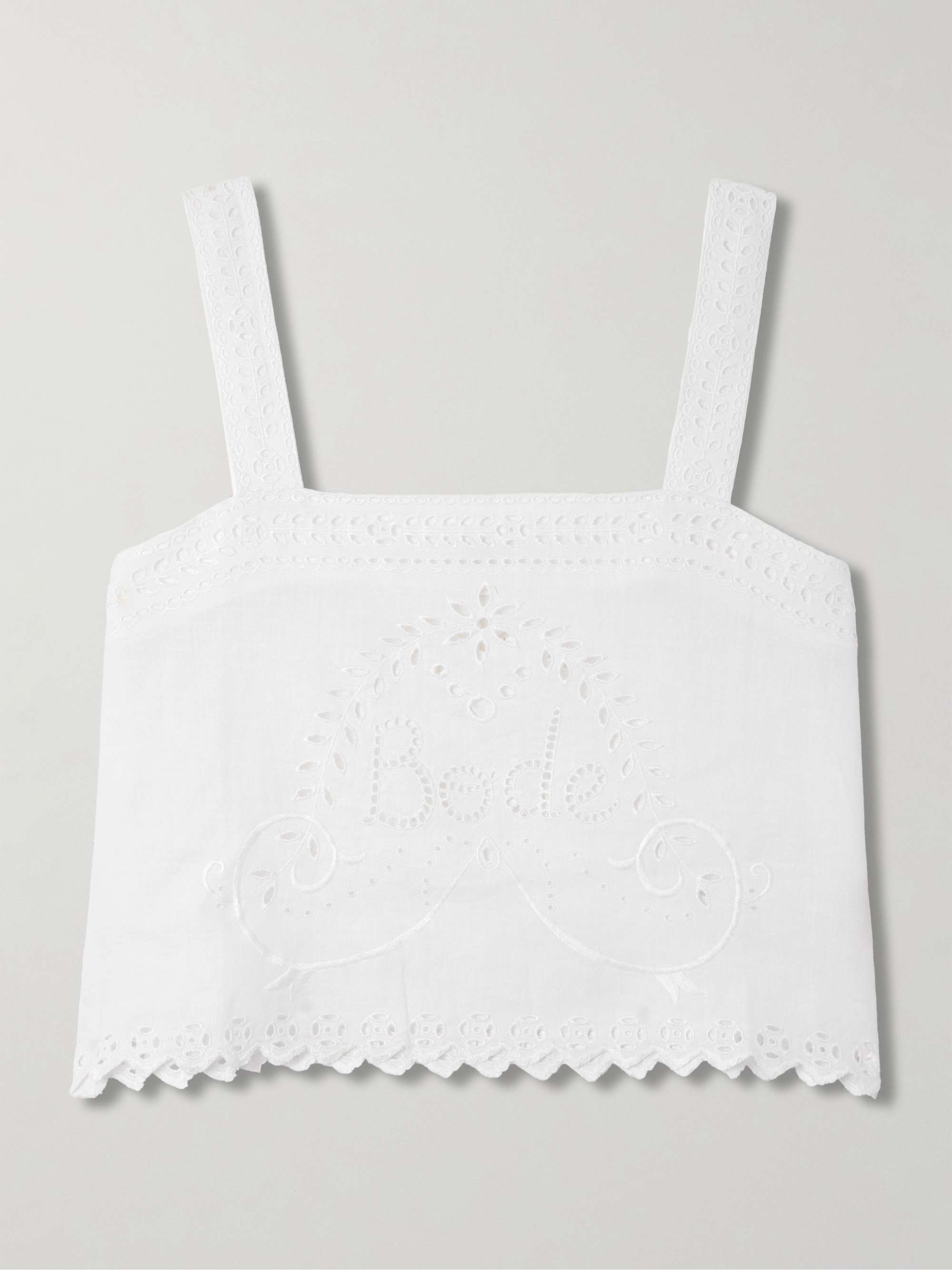 Belvoir broderie anglaise linen tank view