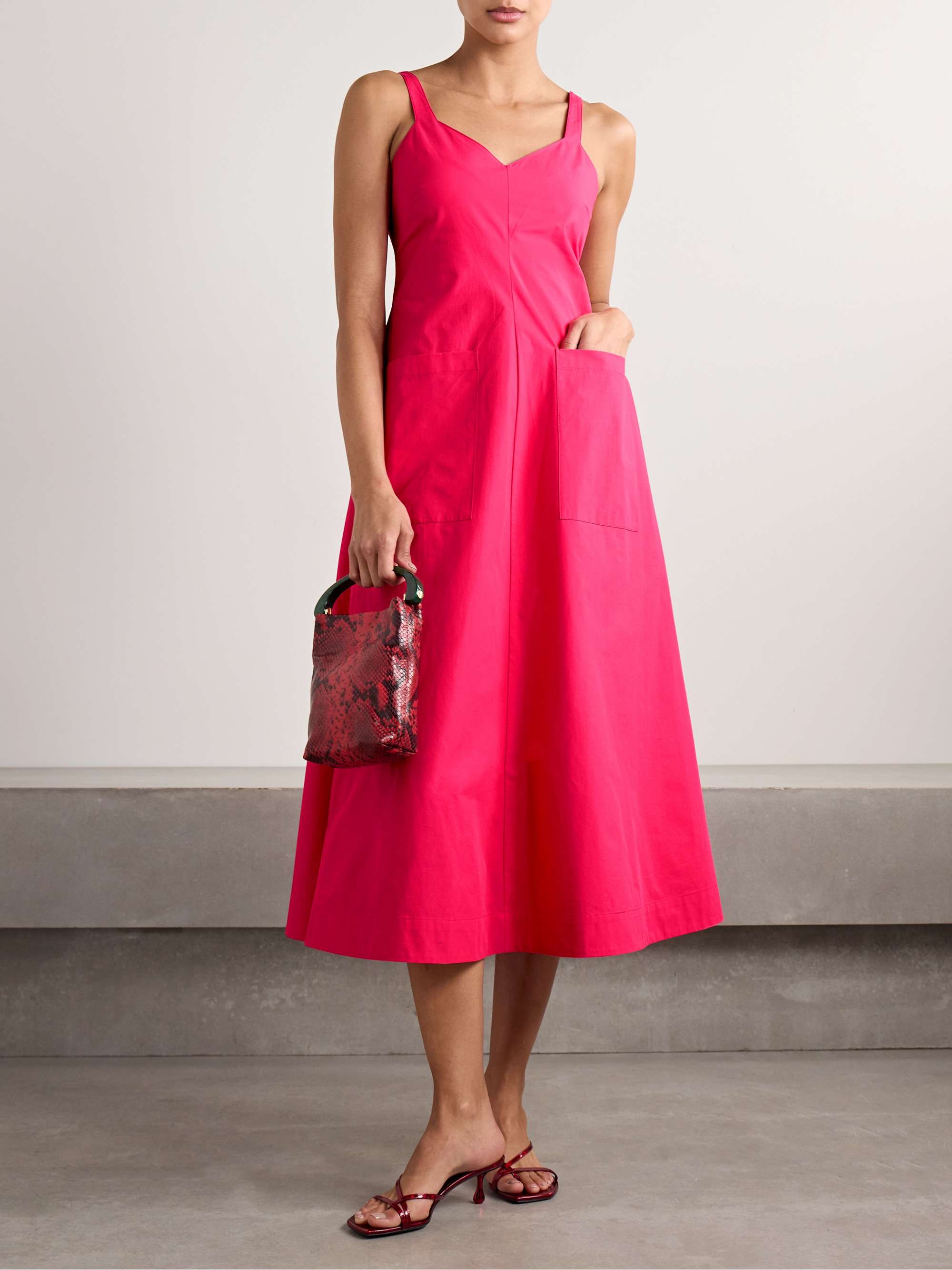 Pocktail cotton-poplin midi dress view