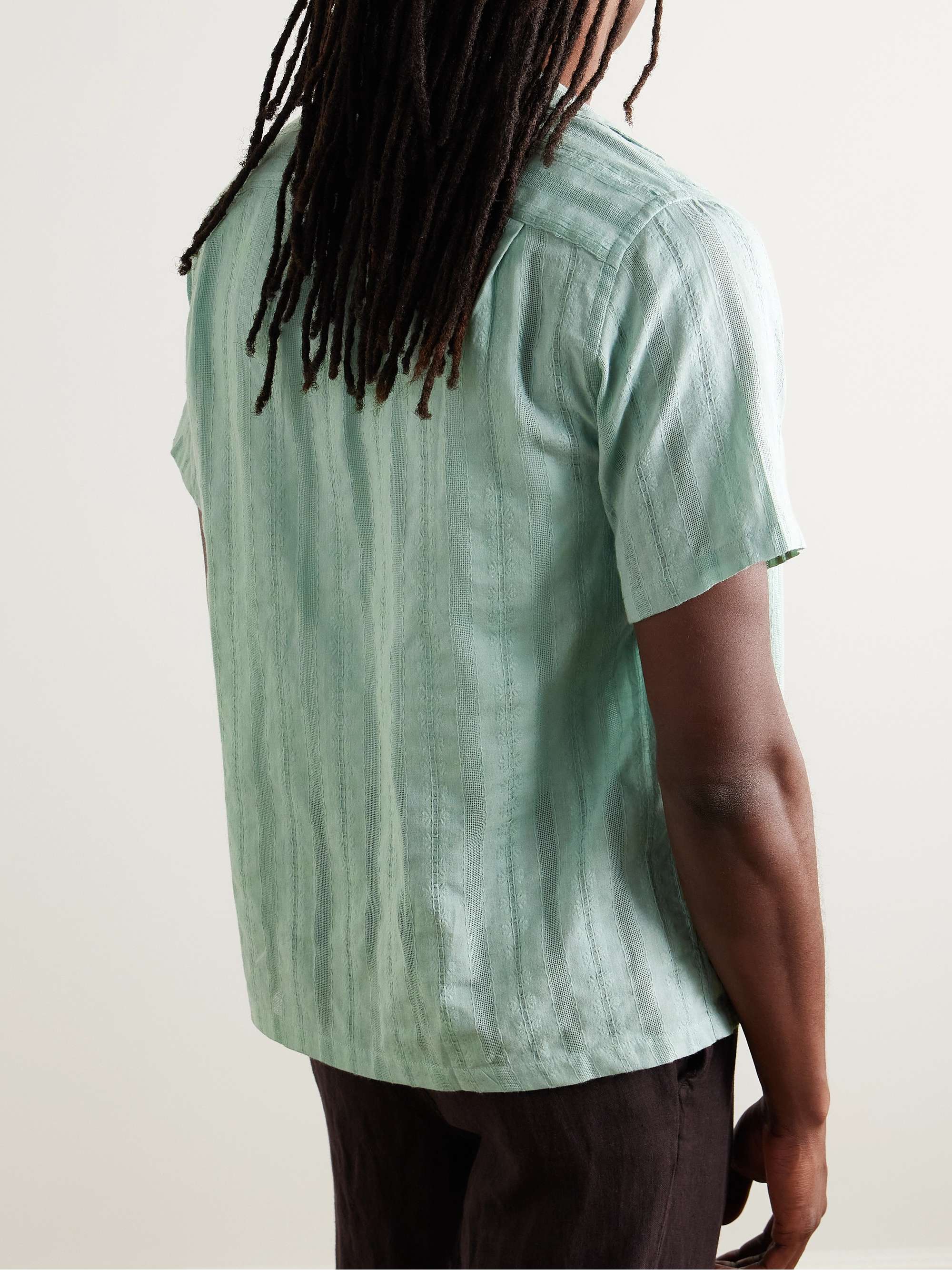 Almada Convertible-Collar Embroidered Cotton-Gauze Shirt view