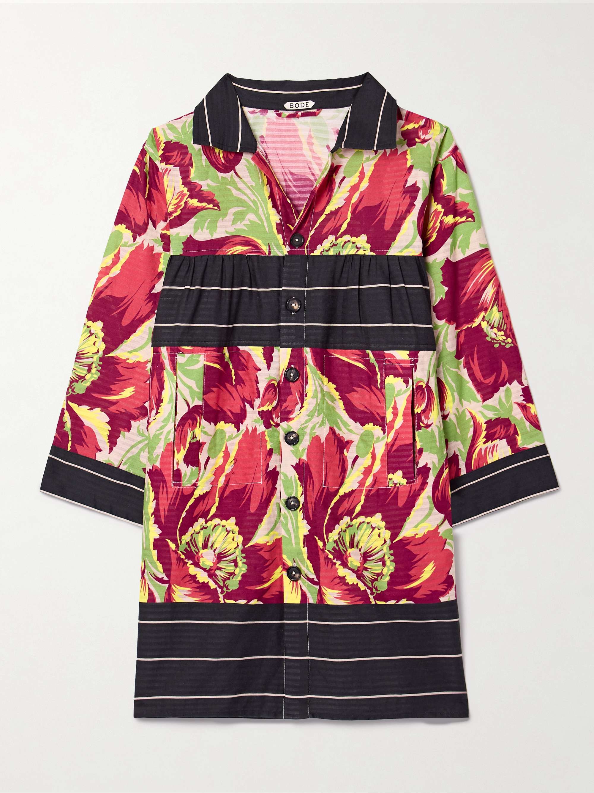 Printed cotton-jacquard mini shirt dress view