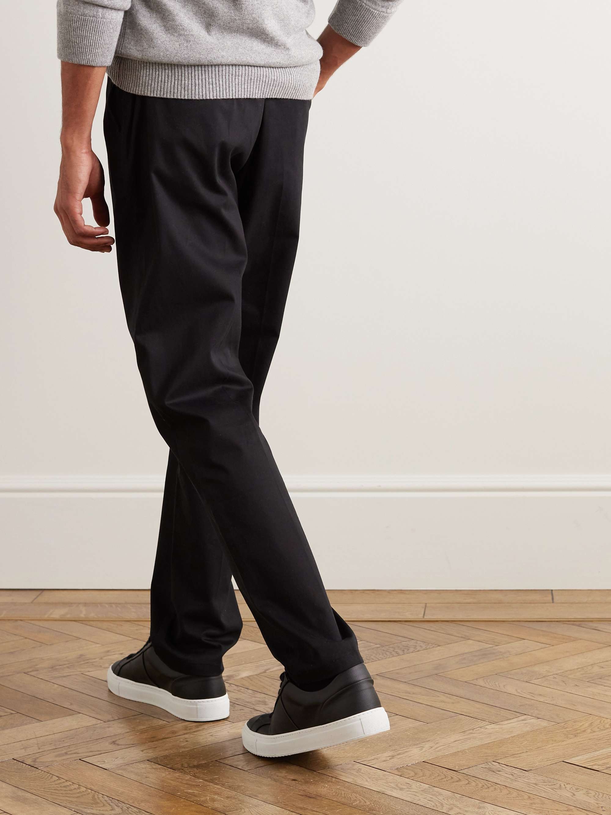 Carsyn Tapered Pleated Cotton-Blend Trousers view