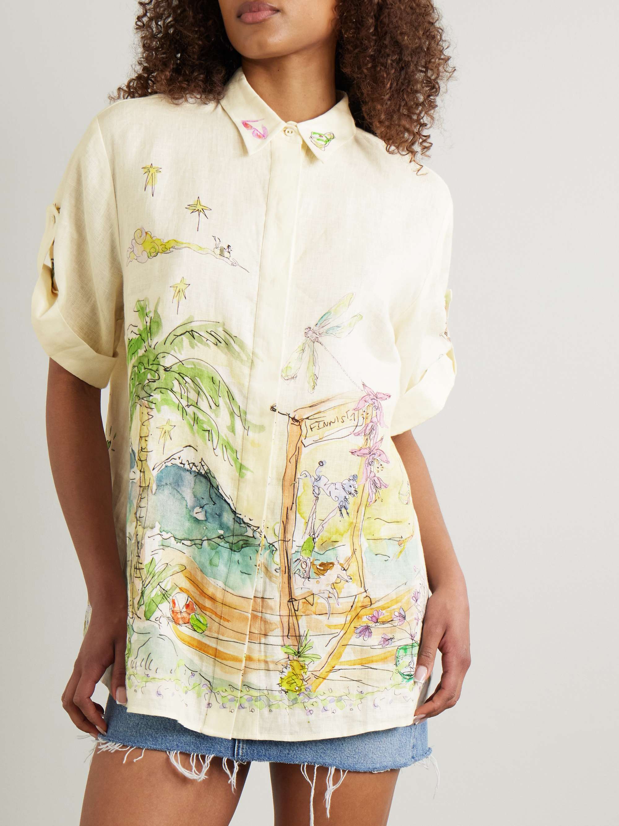 + Anouk Colantoni printed linen-gauze shirt view
