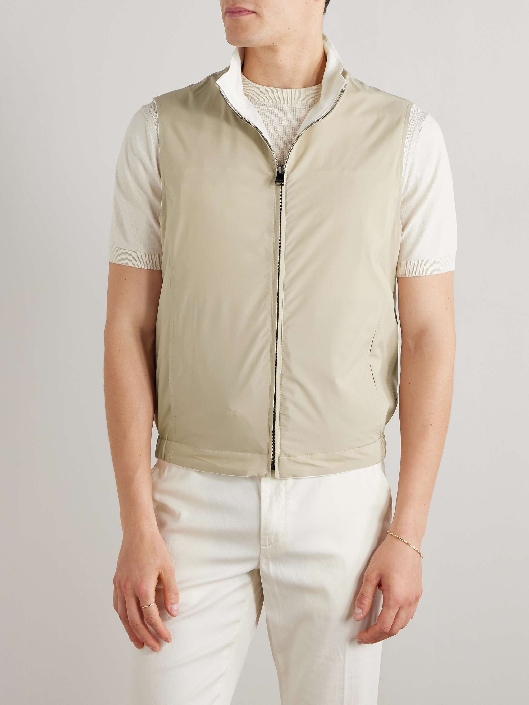 Reversible Linen and Silk-Blend Zip-Up Gilet view