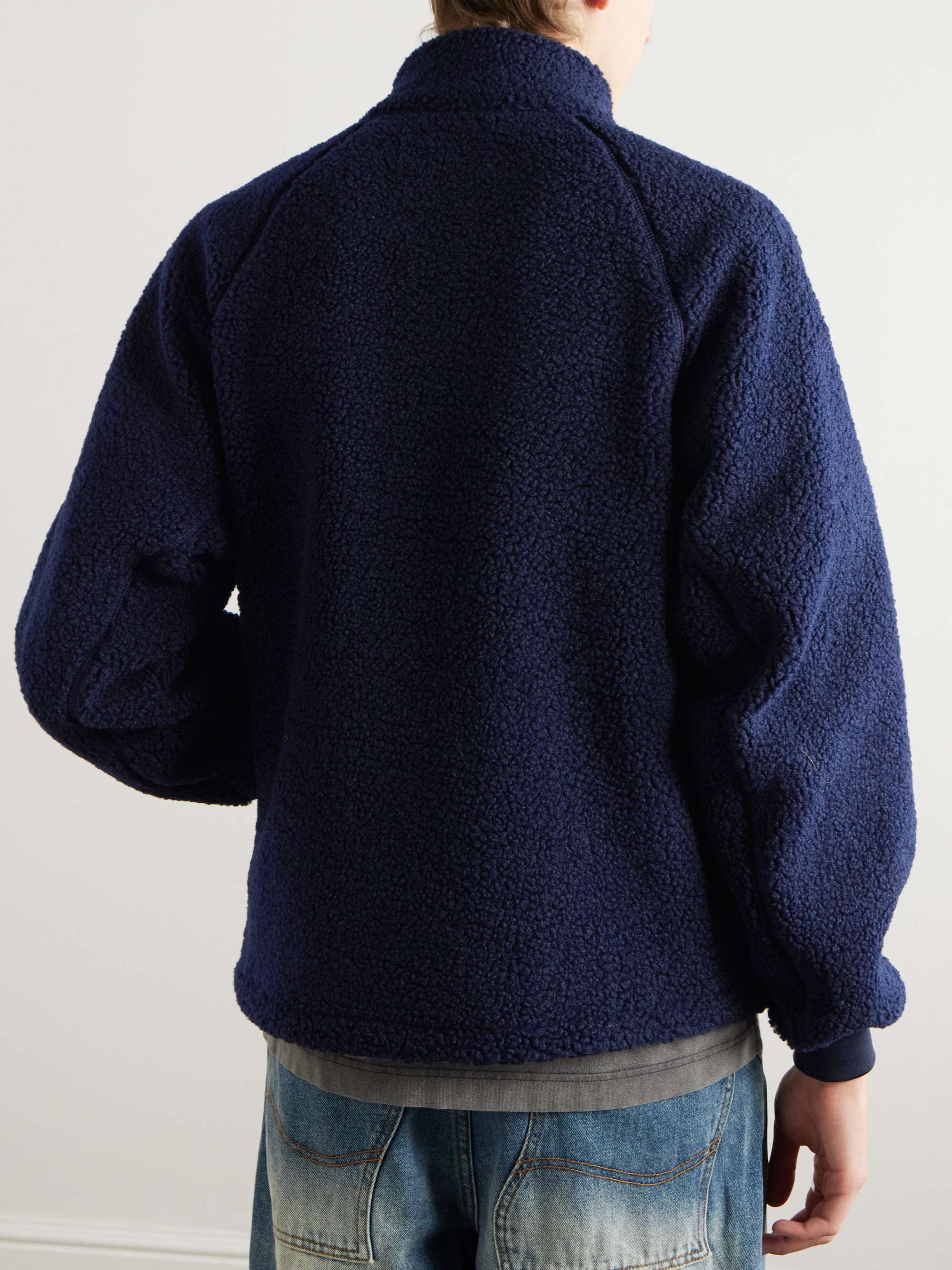 Logo-Embroidered Panelled Fleece Jacket view
