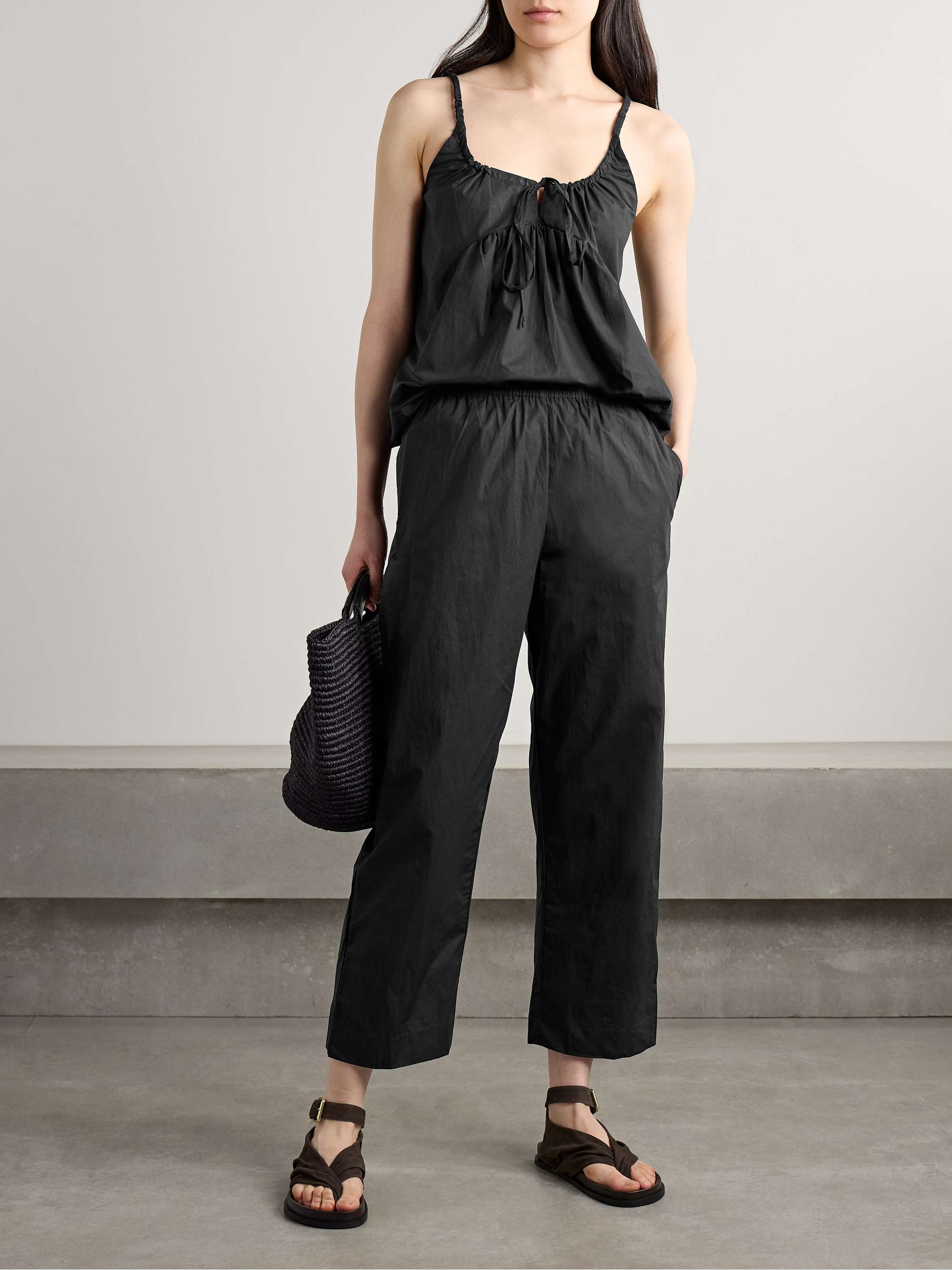 Ease cropped organic cotton-poplin straight-leg pants view