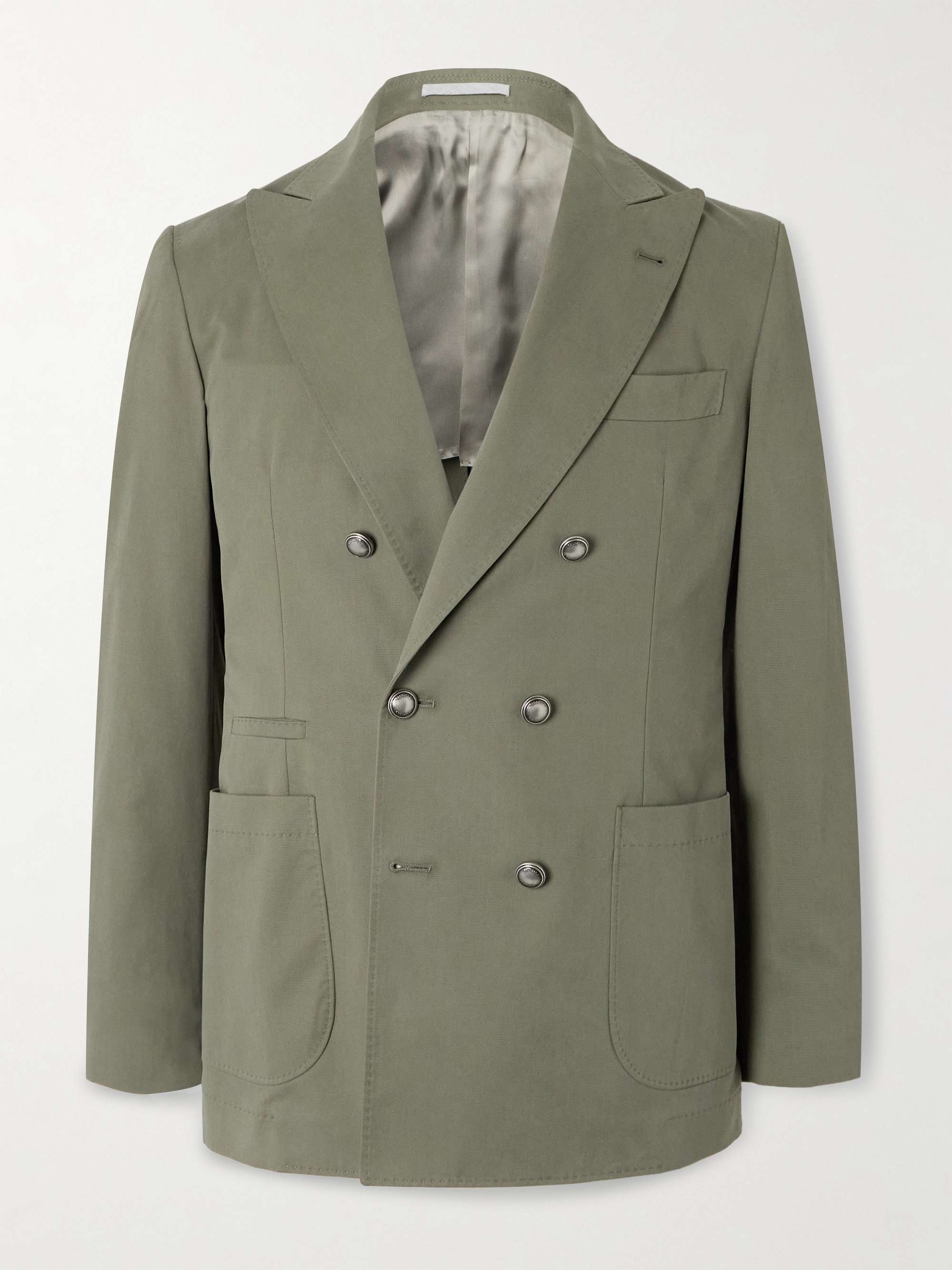 Double-Breasted Cotton-Blend Suit Jacket view